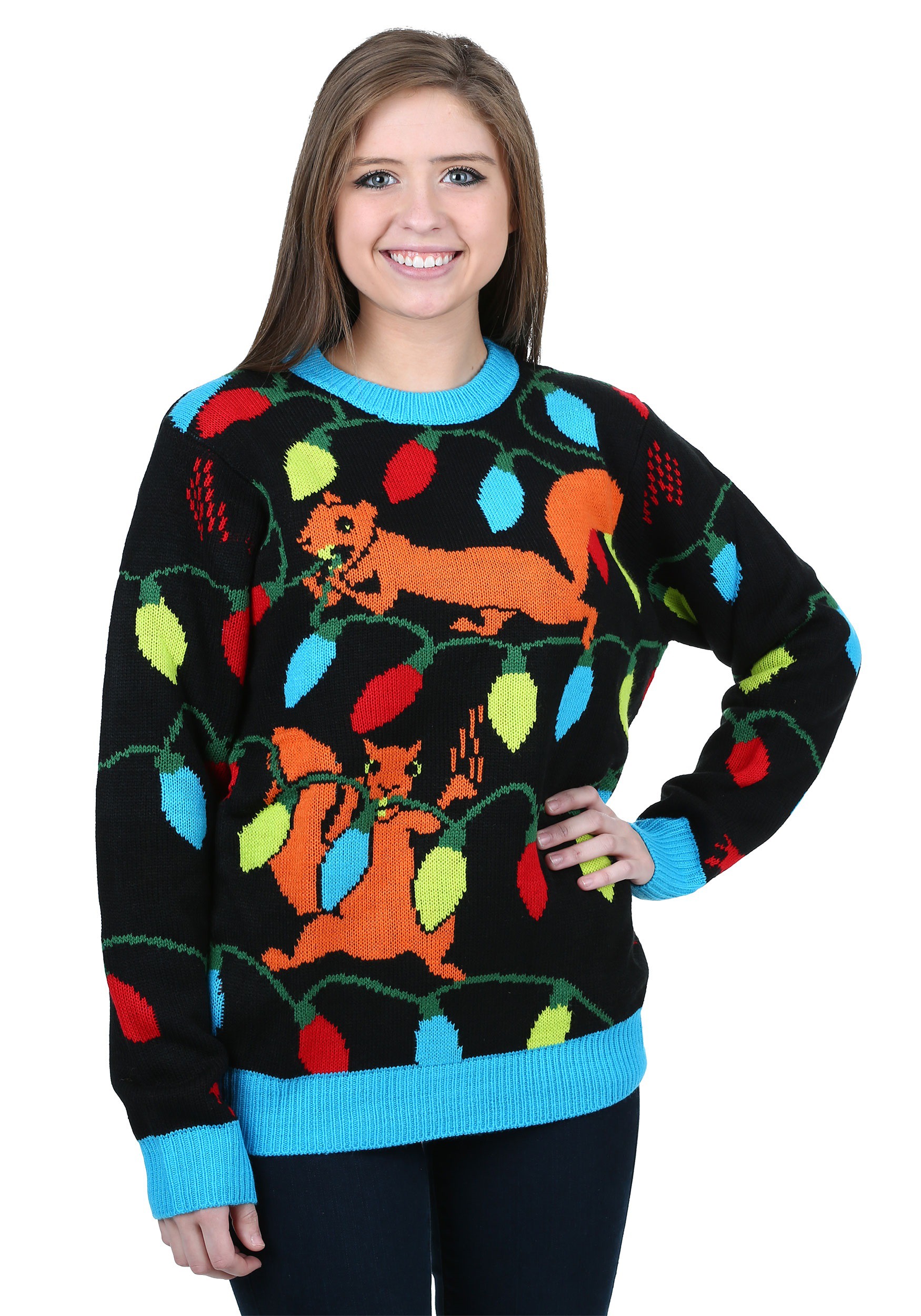 squirrely christmas lights ugly christmas sweater