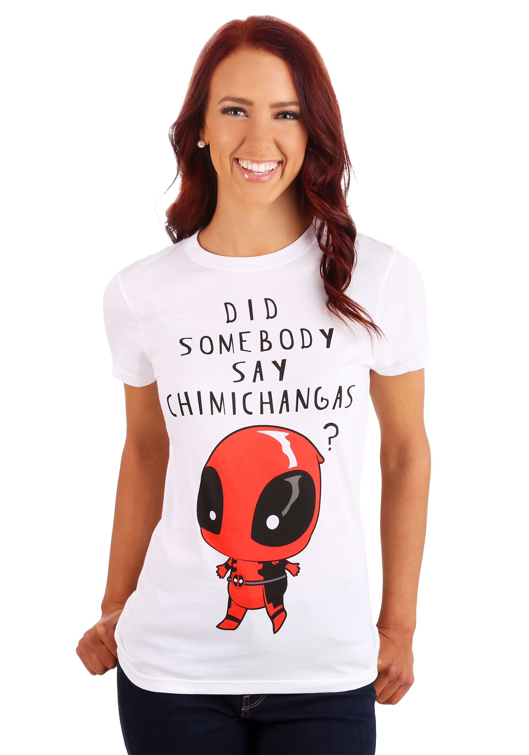 Womens Deadpool Somebody Say Chimichangas T-Shirt