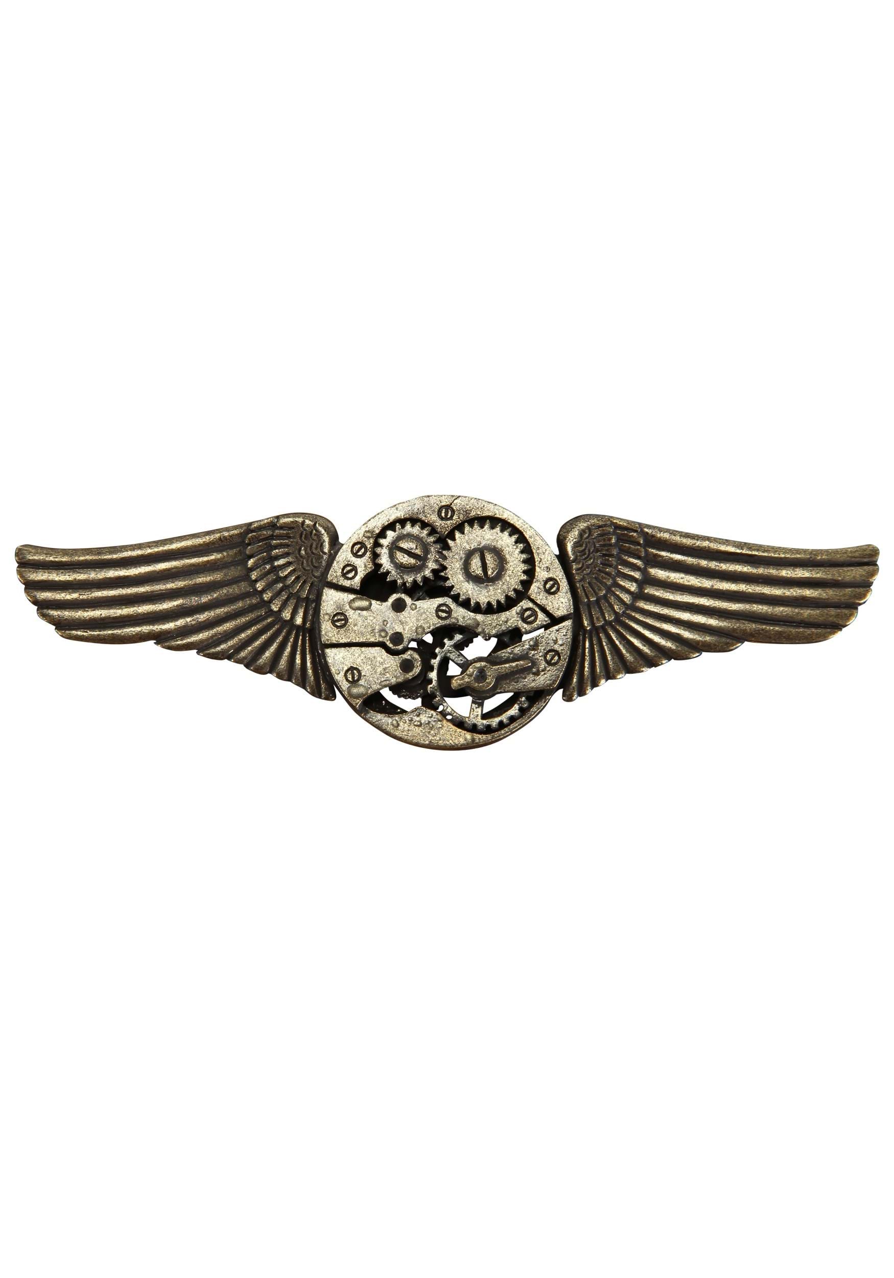 Steampunk Antique Gear Wing Pin
