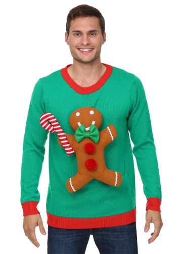 3D Gingerbread Man Christmas Sweater