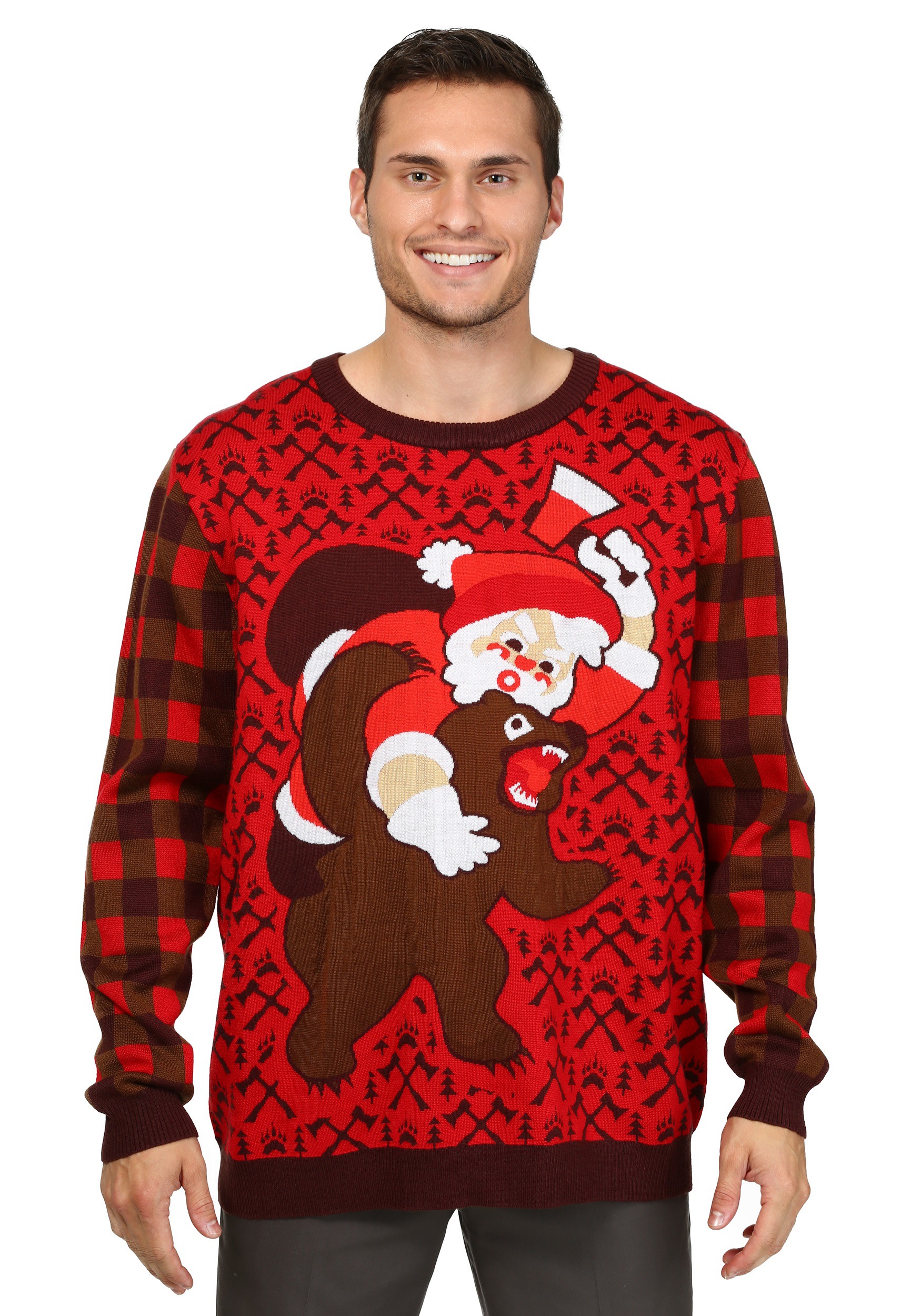 santa vs bear christmas sweater