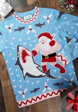 Santa vs Shark Mens Ugly Christmas Sweater-0