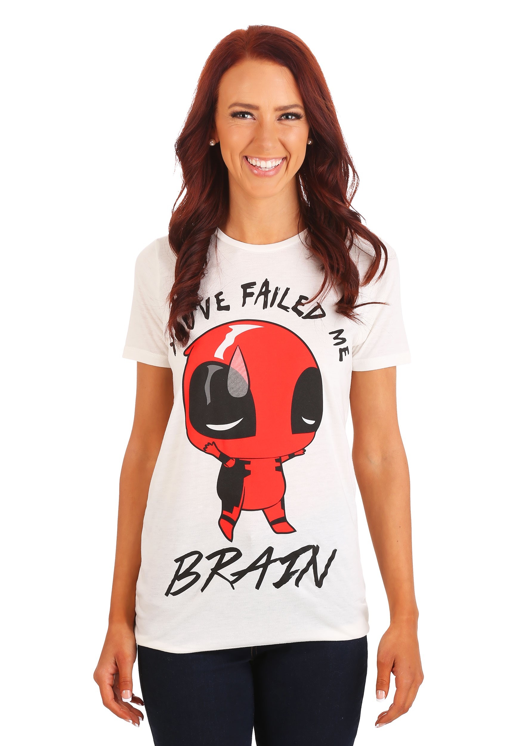 Womens Deadpool Brains Failed  Fashion T-Shirt
