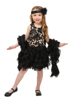 Dazzling Black and Tan Girls Flapper Costume for Toddlers