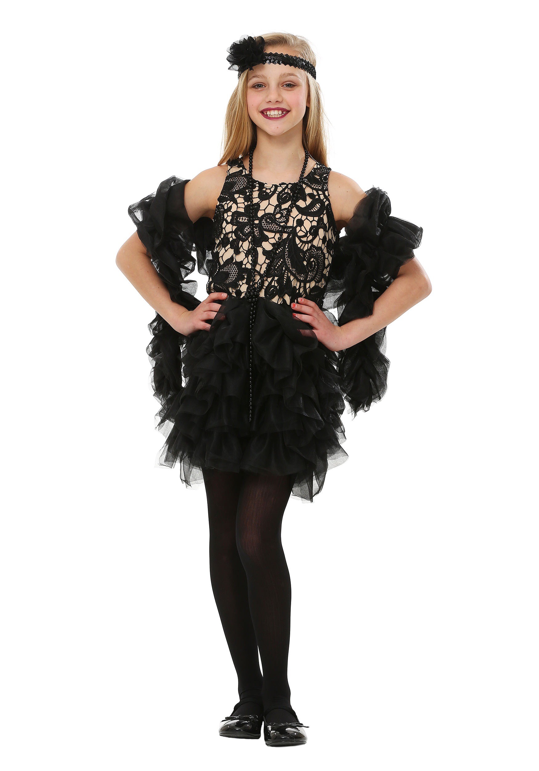 Photos - Fancy Dress FUN Costumes Girl's Dazzling Flapper Costume Black/Beige FUN2376CH