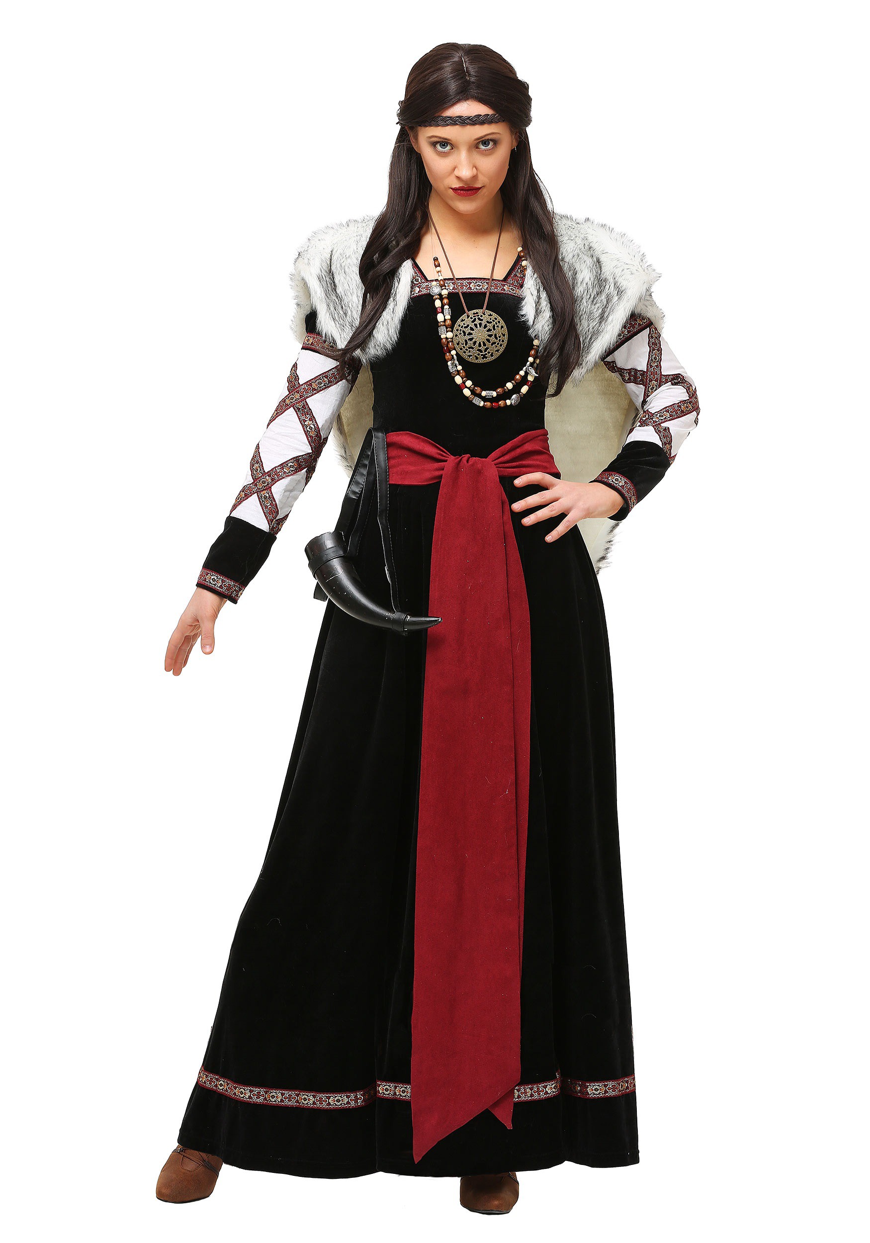 Women's Plus Size Dark Viking Dress Costume