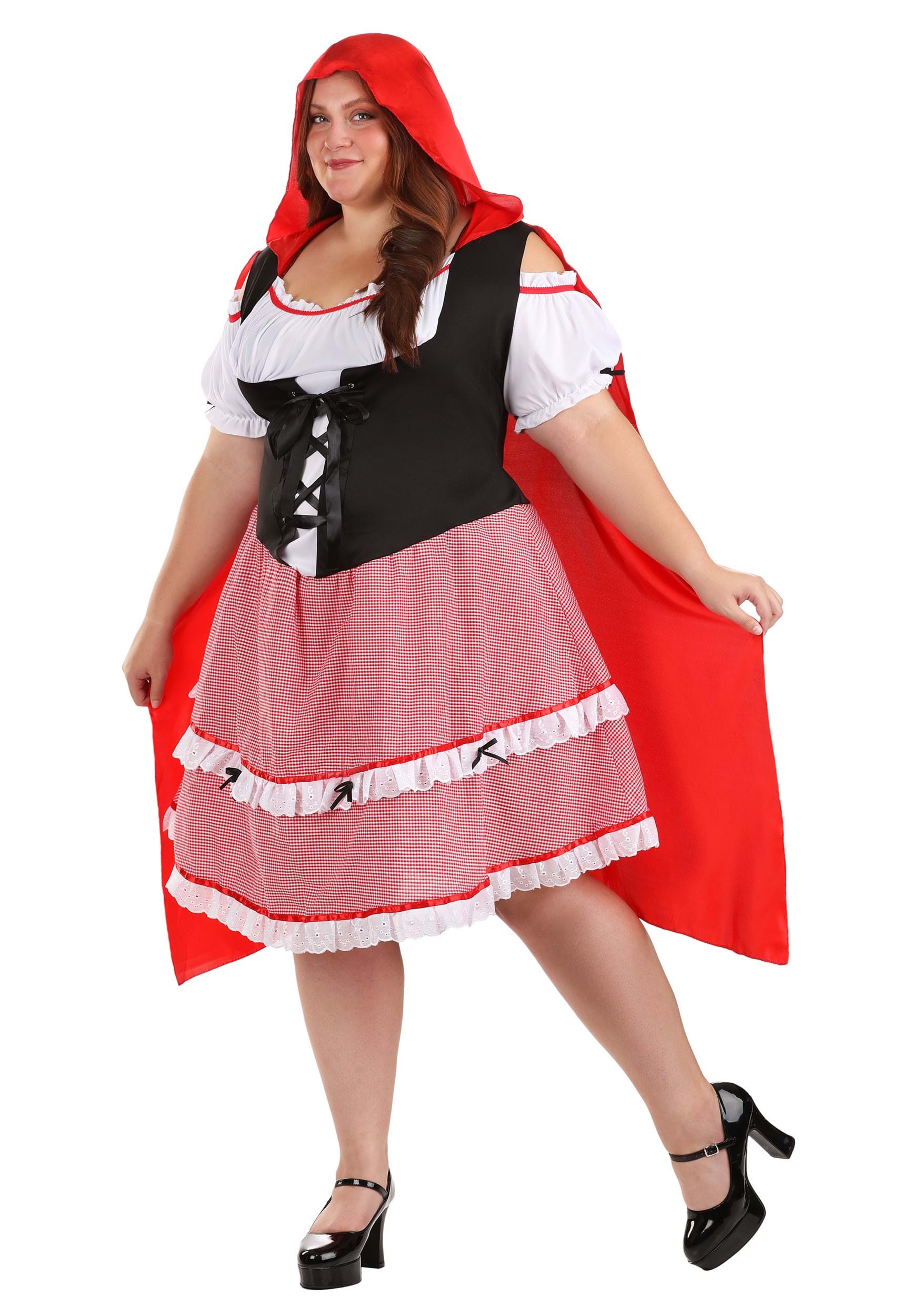 Knee Length Red Riding Hood Plus Size Costume for Women | Storybook Costumes