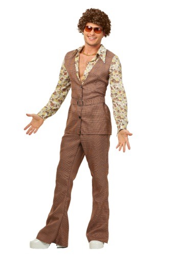 Men's 70's Brown Disco Suit Costume