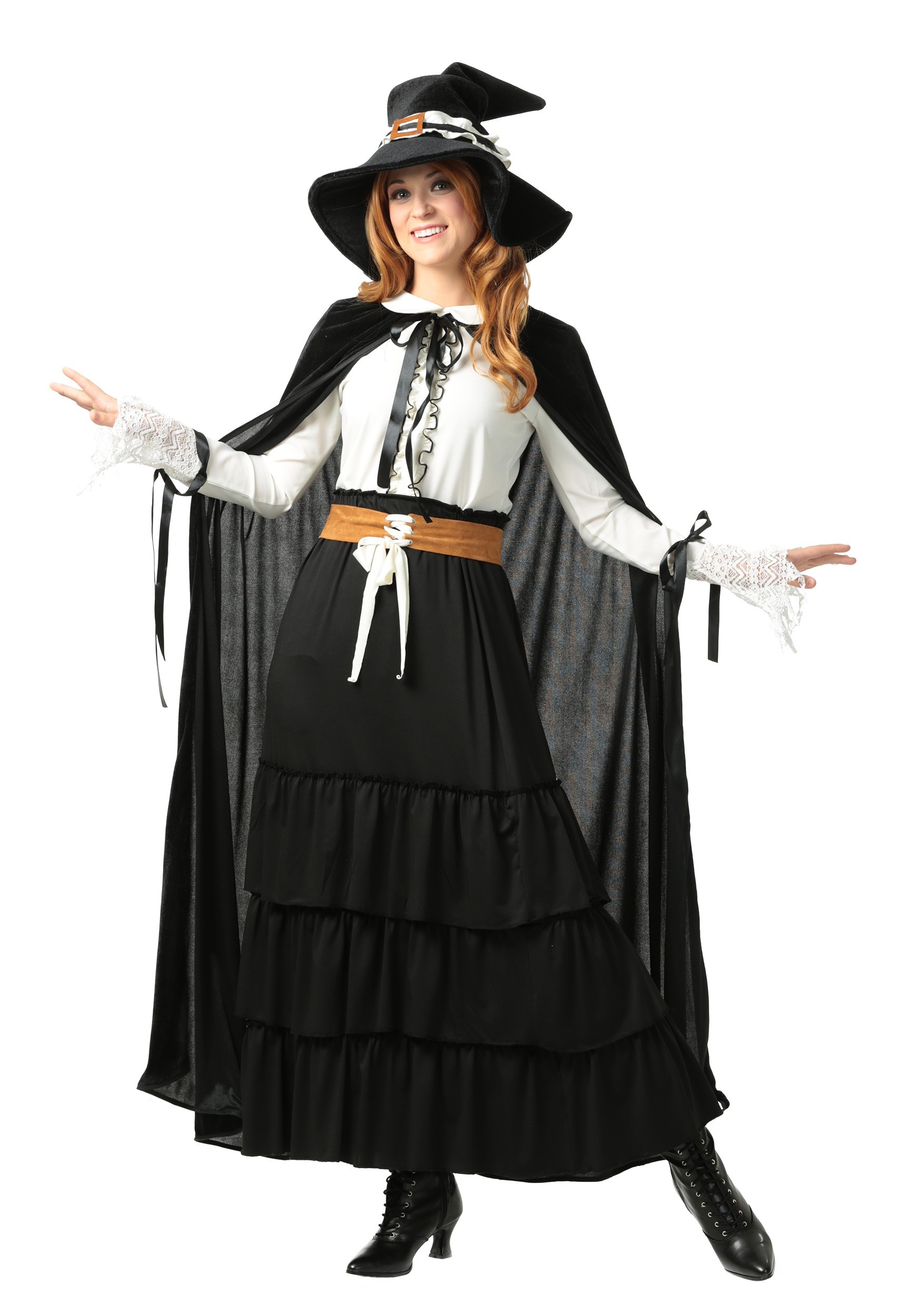 Photos - Fancy Dress FUN Costumes Salem Witch Plus Size Costume for Women Black/White FUN24