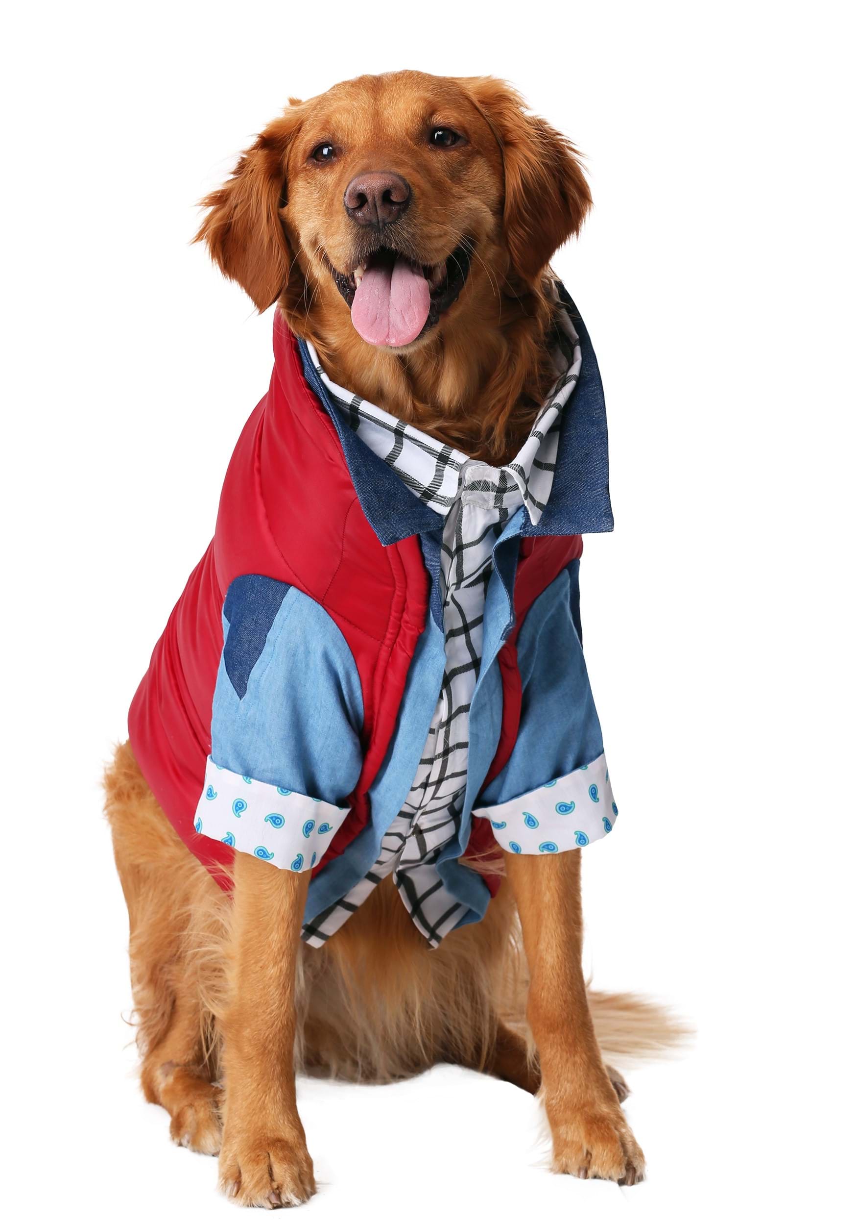 Photos - Fancy Dress FUN Costumes Marty McFly Costume for Dogs Blue/Red/White FUN6623