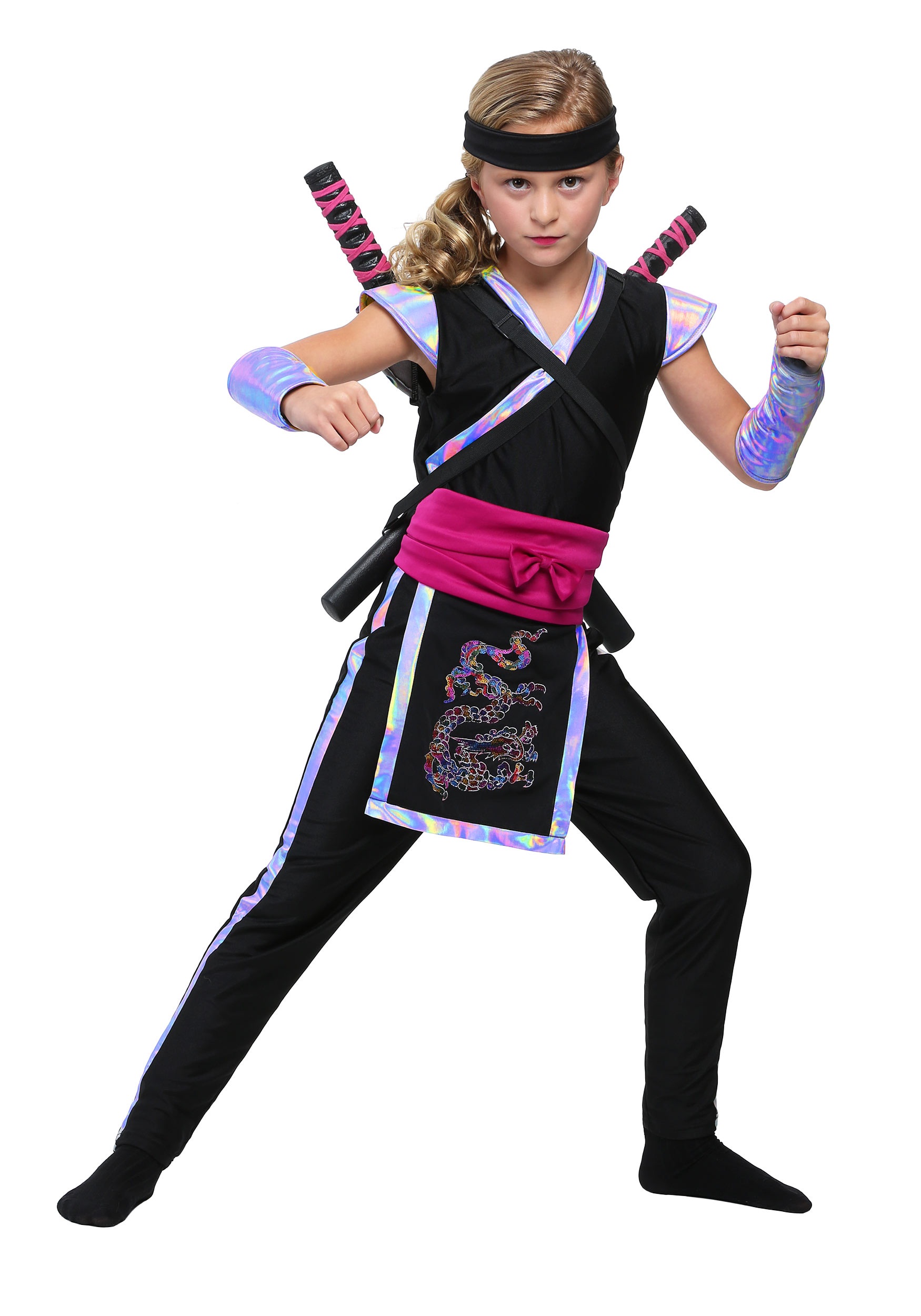 Photos - Fancy Dress Rainbow FUN Costumes  Ninja Costume for Girls Black/Pink FUN2231CH 