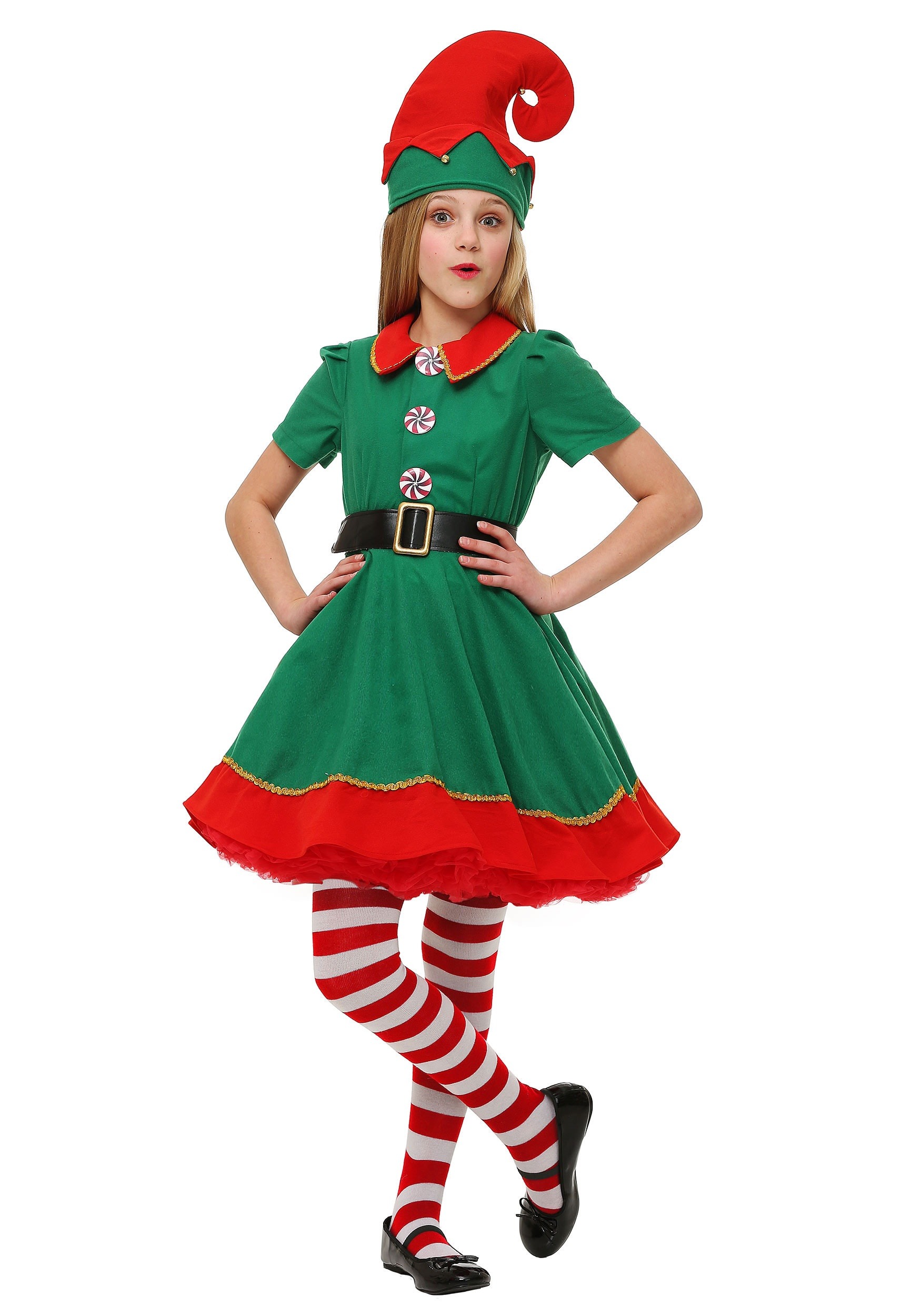 Photos - Fancy Dress Holiday FUN Costumes  Elf Costume for Girls Green/Red FUN2177CH 