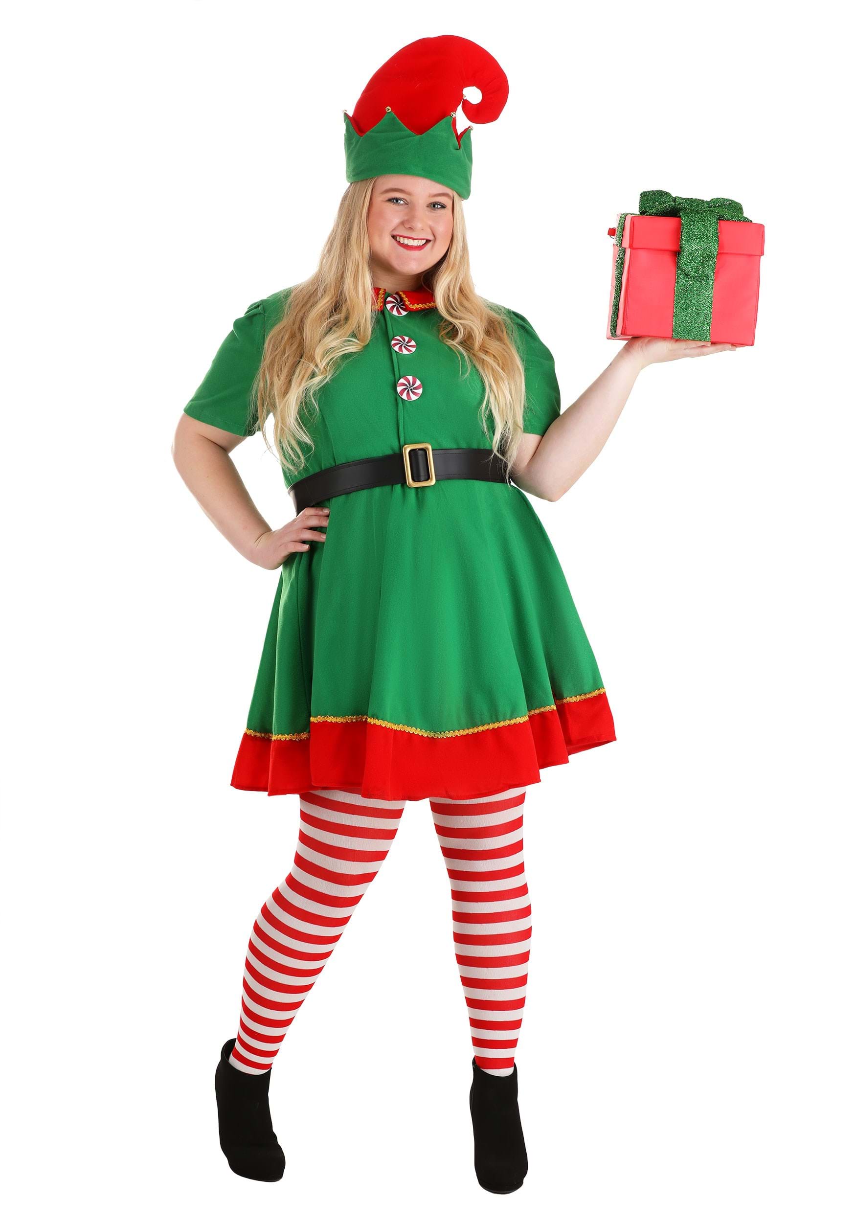 Photos - Fancy Dress FUN Costumes Plus Size Holiday Elf Costume for Women Green/Red FUN2177