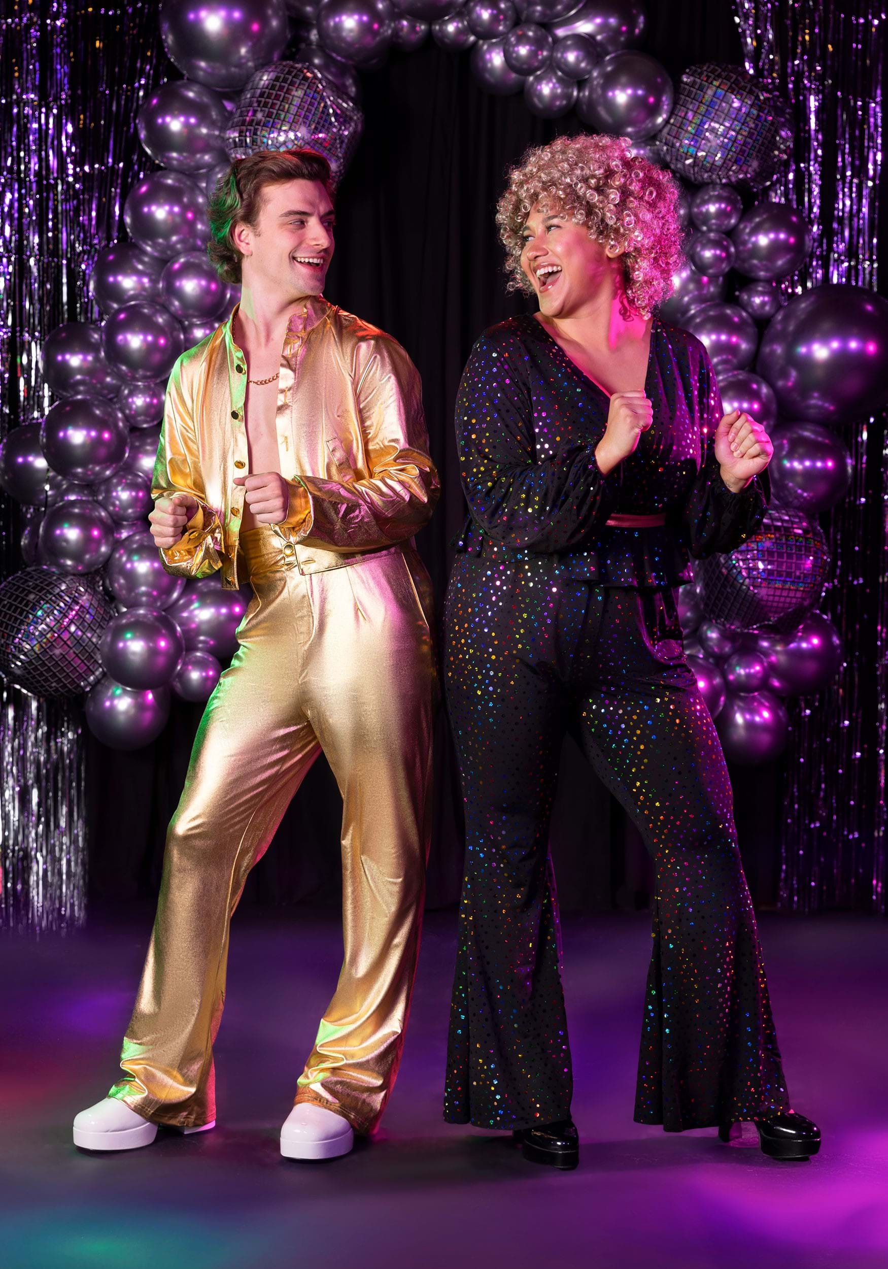 Gold 70S Metallic Womens Adult Disco Costume Bell Bottoms Pants-L/Xl