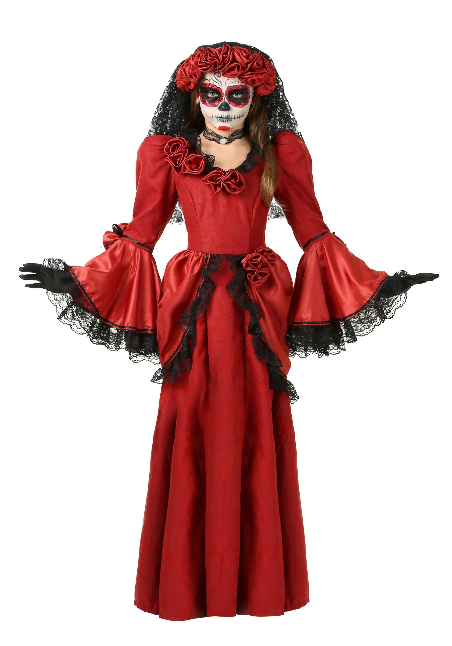 Photos - Fancy Dress FUN Costumes Day of the Dead Costume for Girls Black/Red FUN1156CH