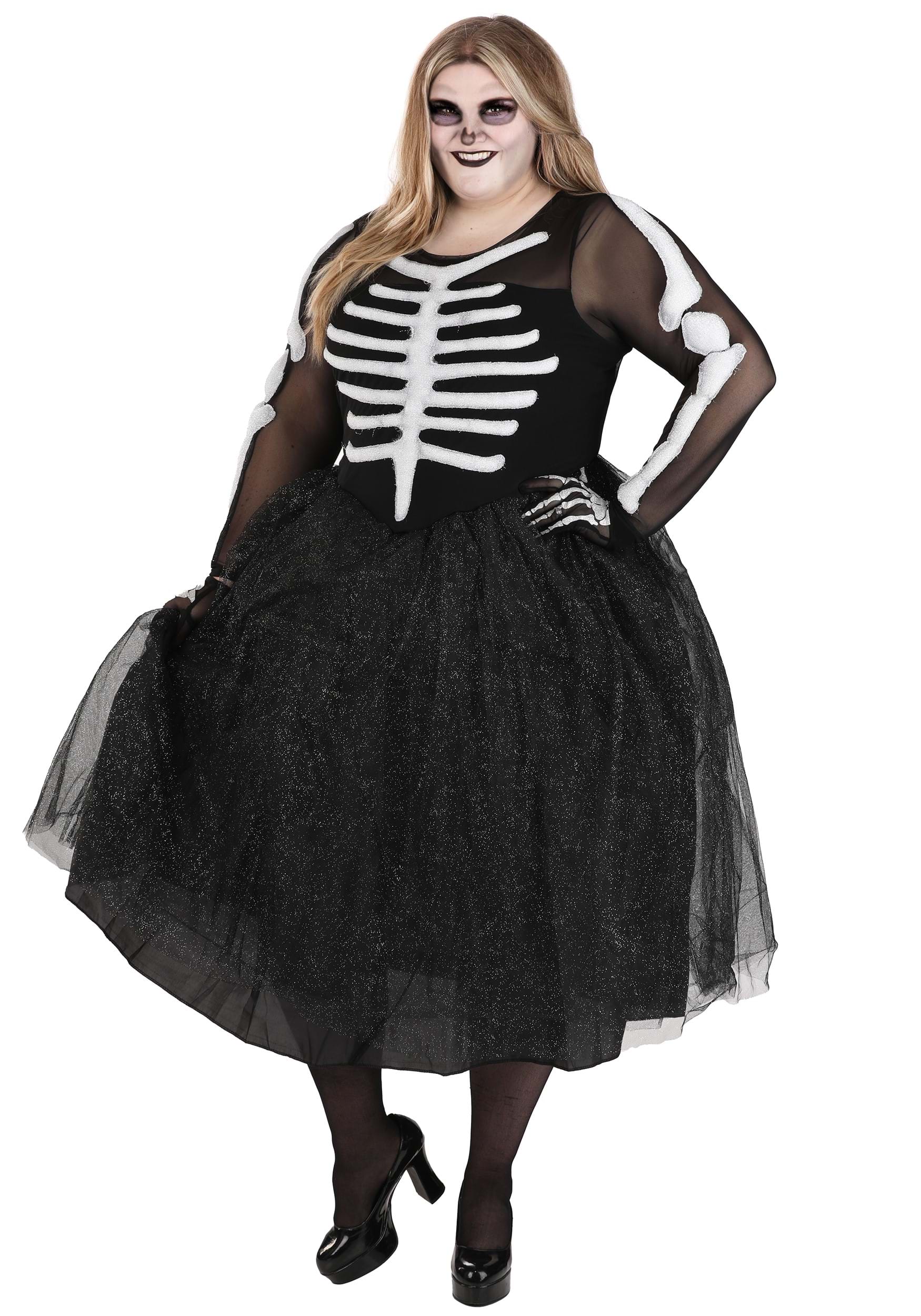 Photos - Fancy Dress FUN Costumes Skeleton Beauty Plus Size Costume for Women Black/White F