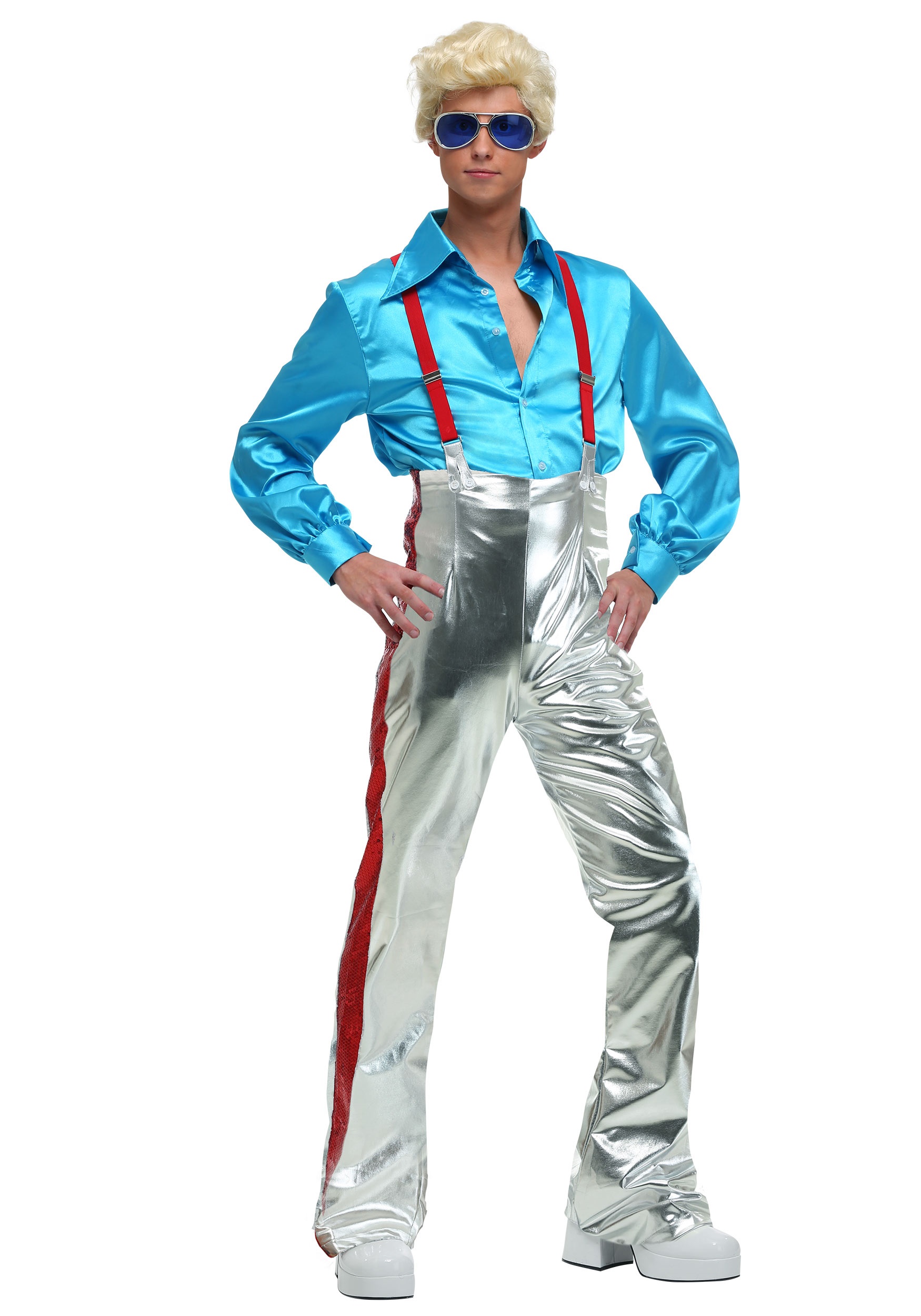 Photos - Fancy Dress FUN Costumes Funky Disco Plus Size Men's Costume Blue/Gray/Red FUN