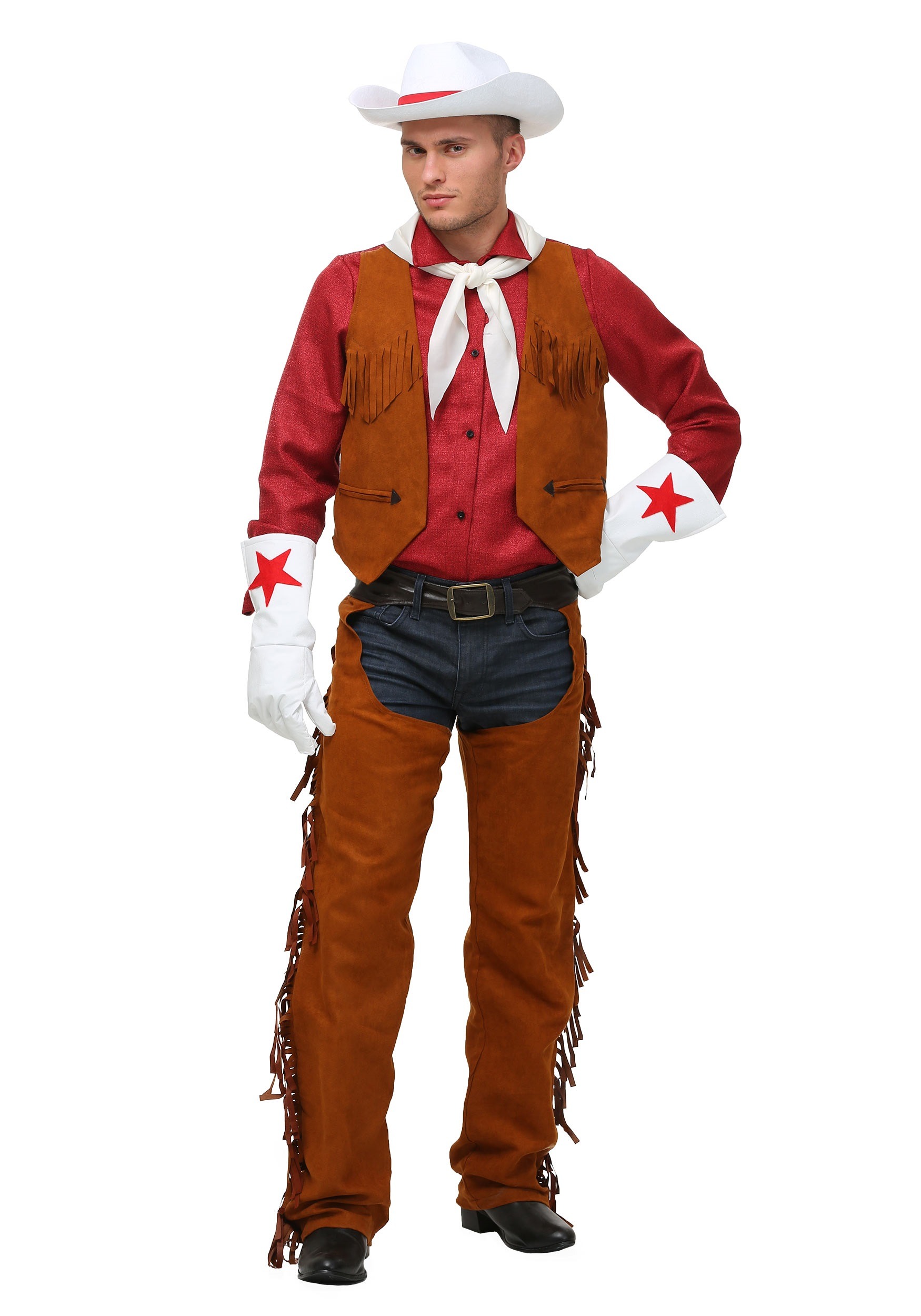 Photos - Fancy Dress Rodeo FUN Costumes Plus Size Men's  Cowboy Costume Yellow/Red FUN2410PL 