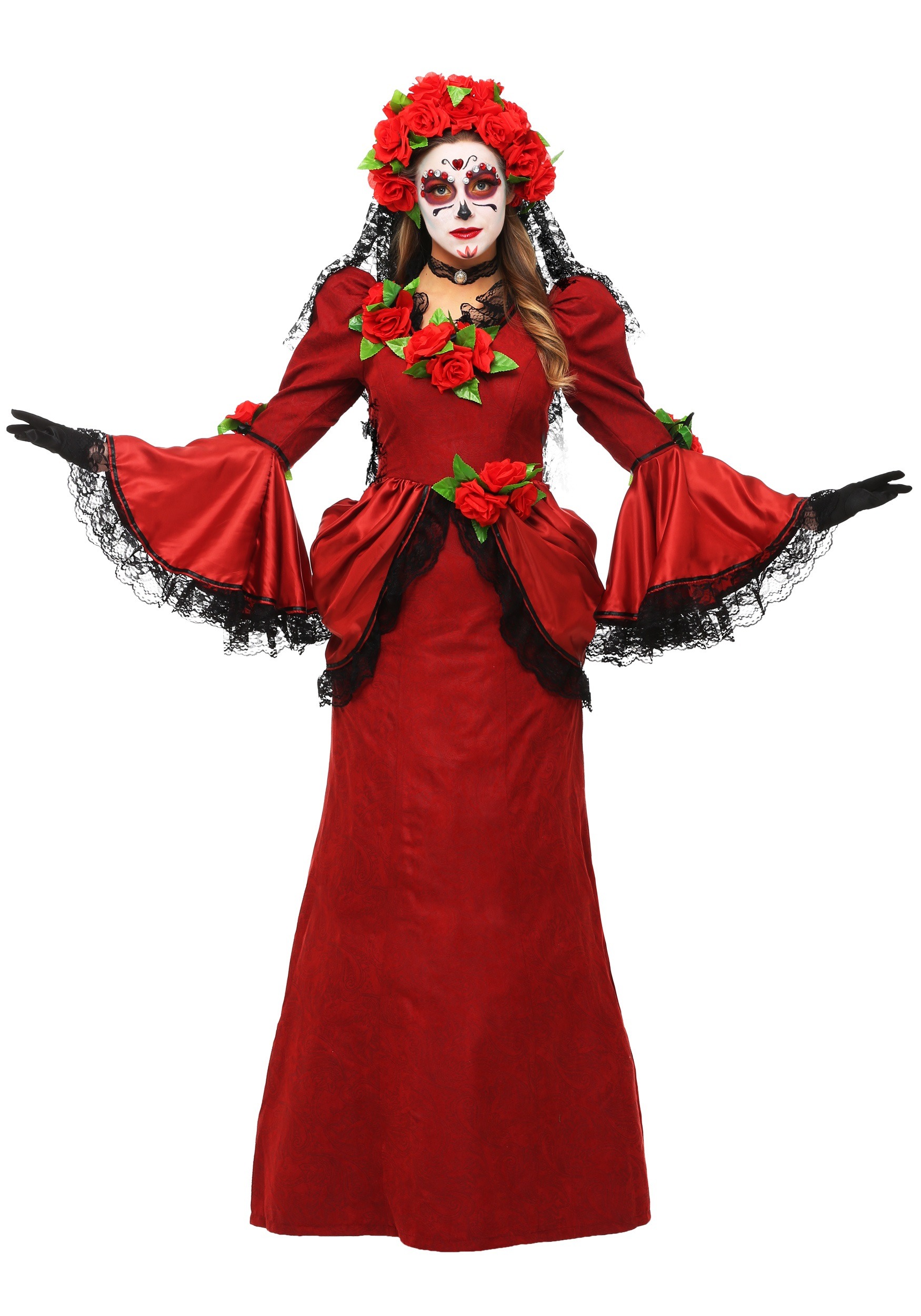 Photos - Fancy Dress FUN Costumes Plus Size Women's Day of the Dead Costume Black/Red FUN11