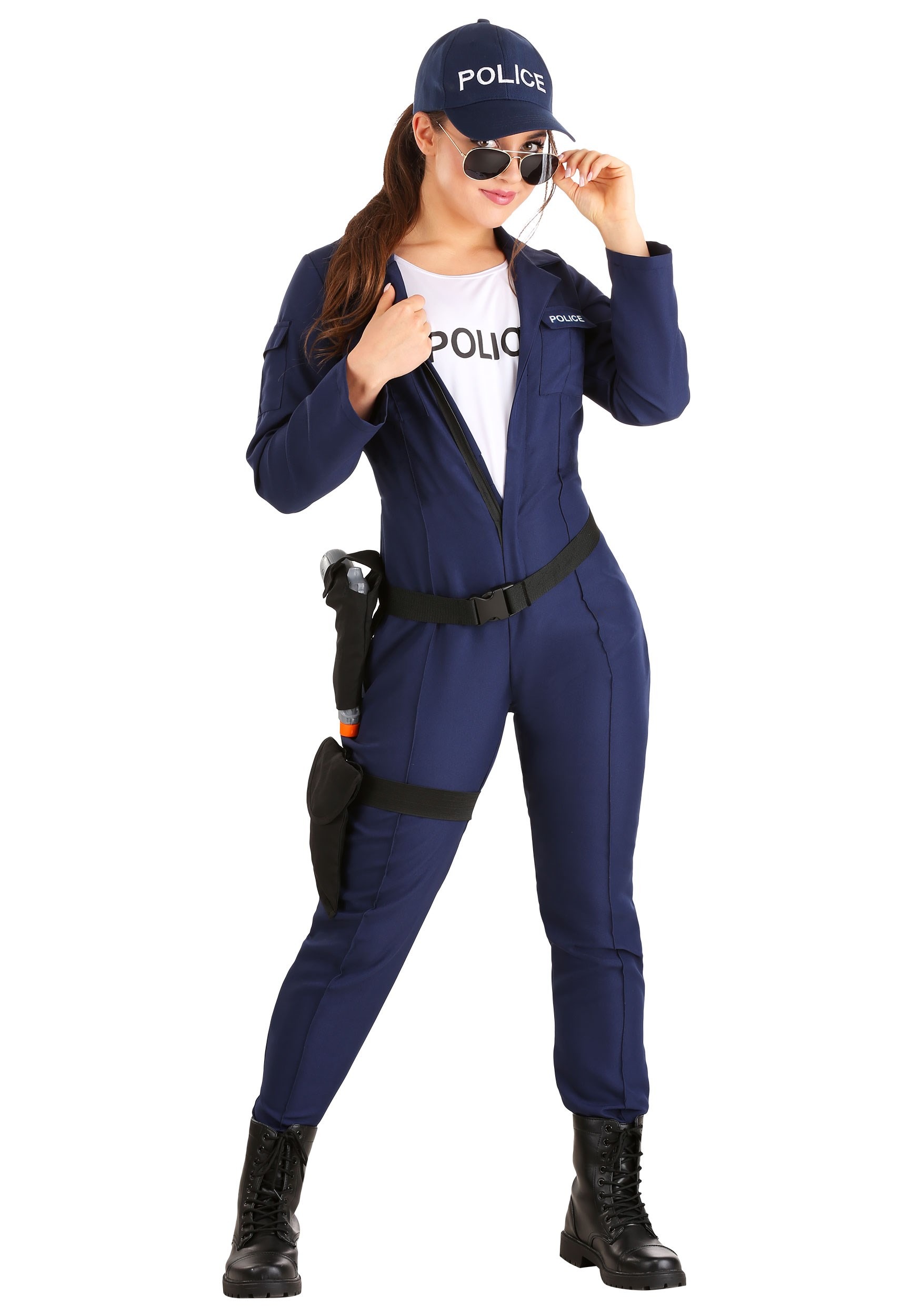 Police Officer Costume Womens
 Tactical Cop Jumpsuit Costume for Women