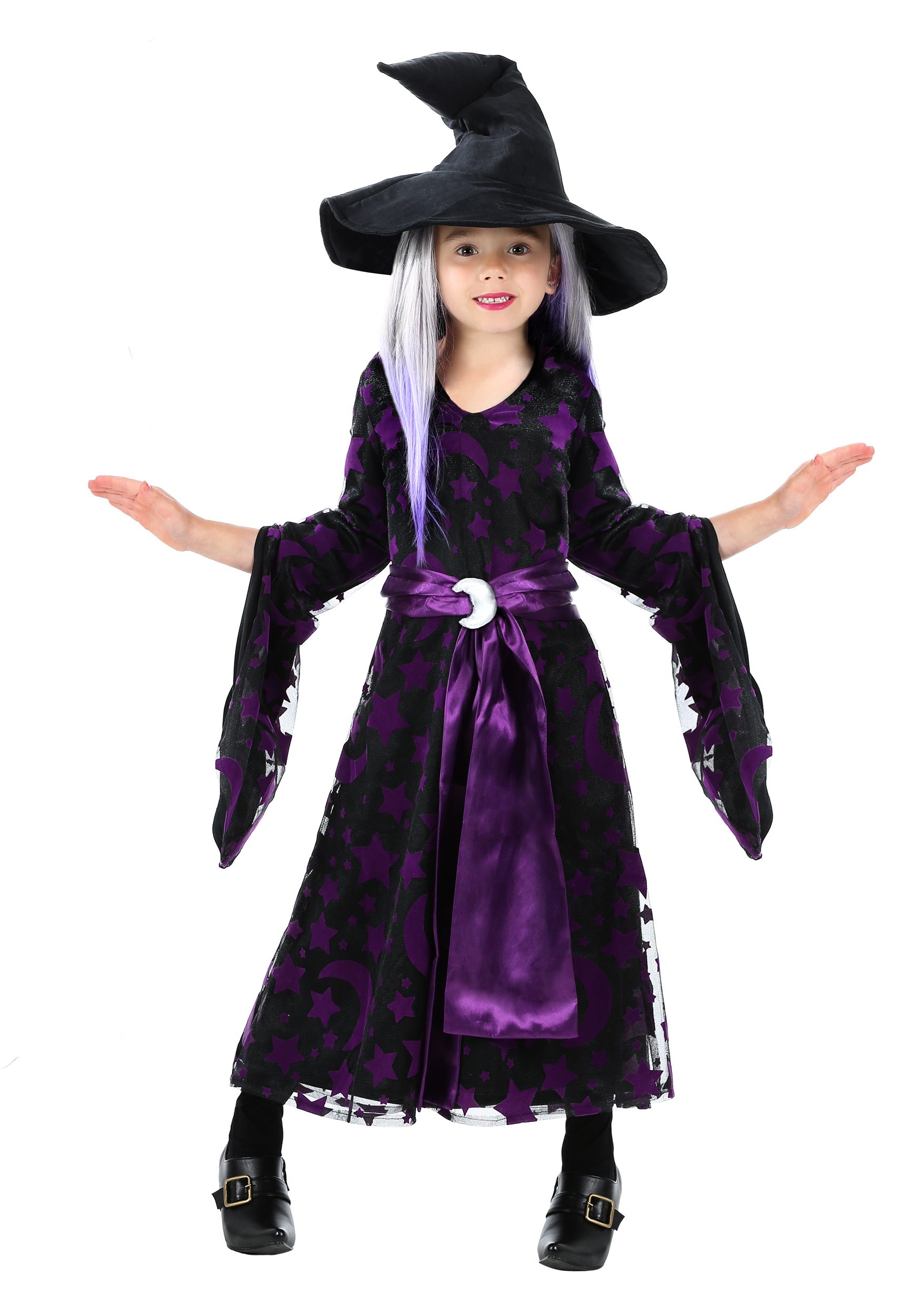Photos - Fancy Dress MOON FUN Costumes Purple  Witch Toddler Costume Black/Purple FUN2695TD 