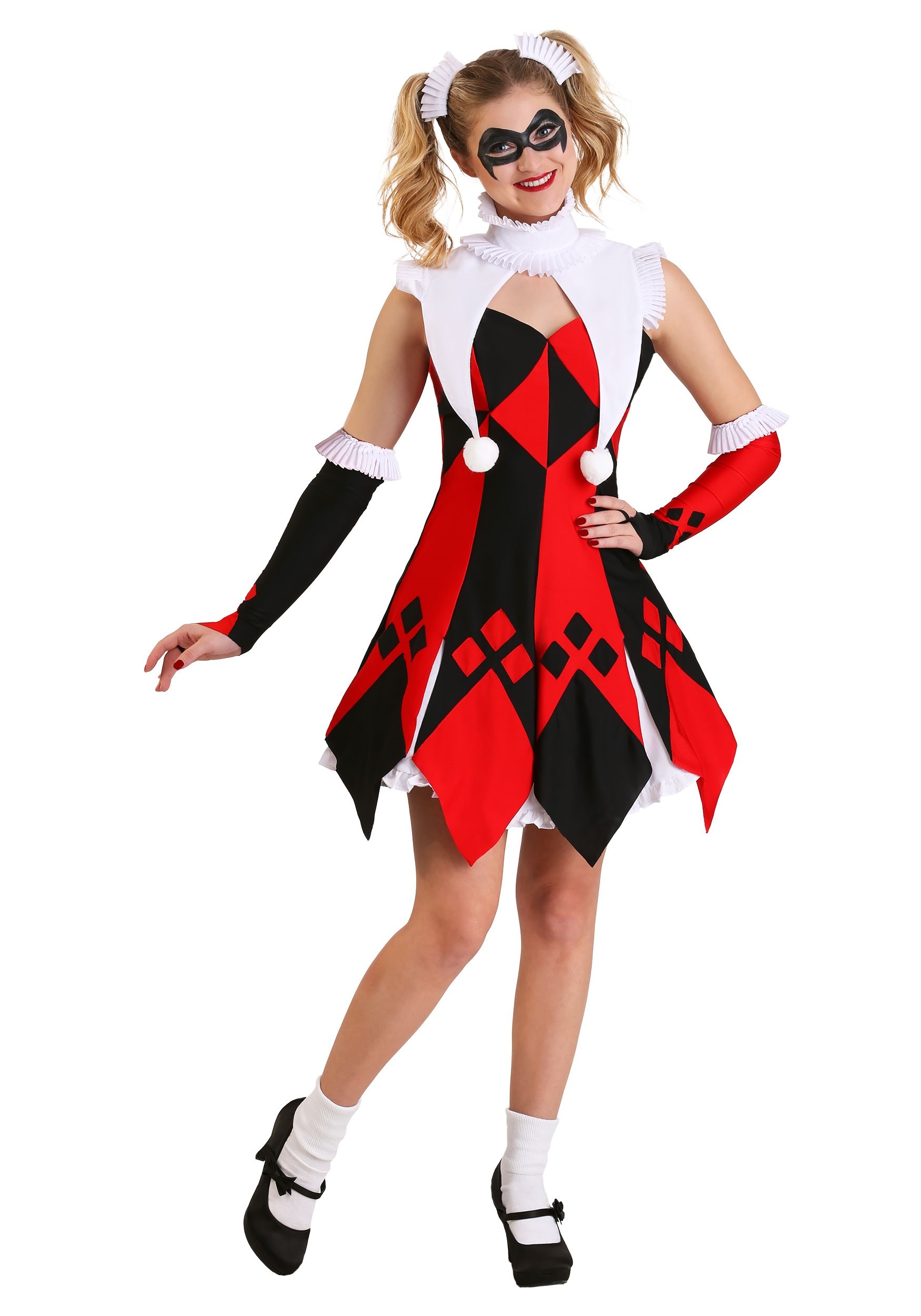 Photos - Fancy Dress FUN Costumes Cute Court Jester Costume for Women Black/Red/White F