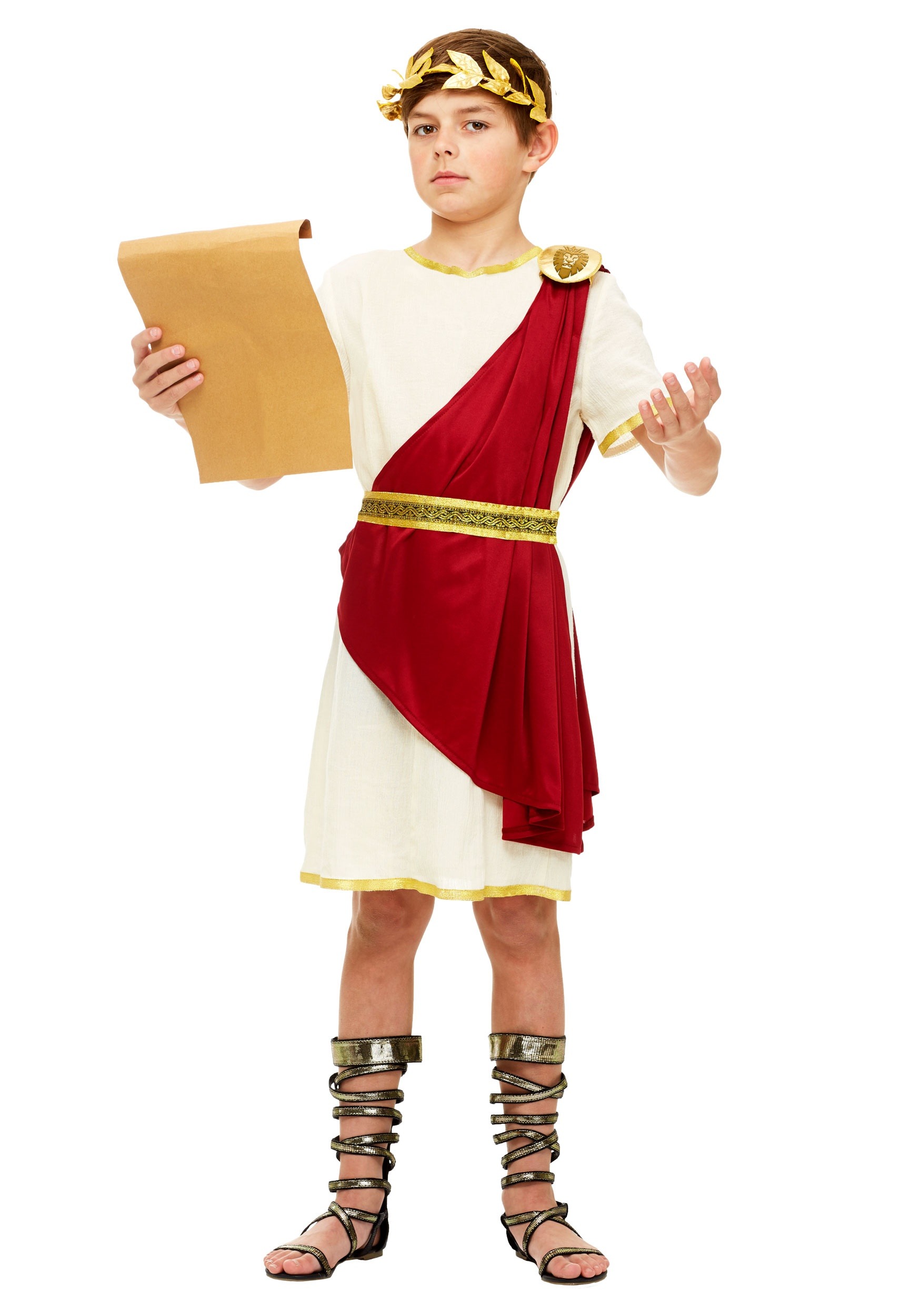 Photos - Fancy Dress Roman FUN Costumes  Senator Costume for Boys |  Costumes Red/Brown 