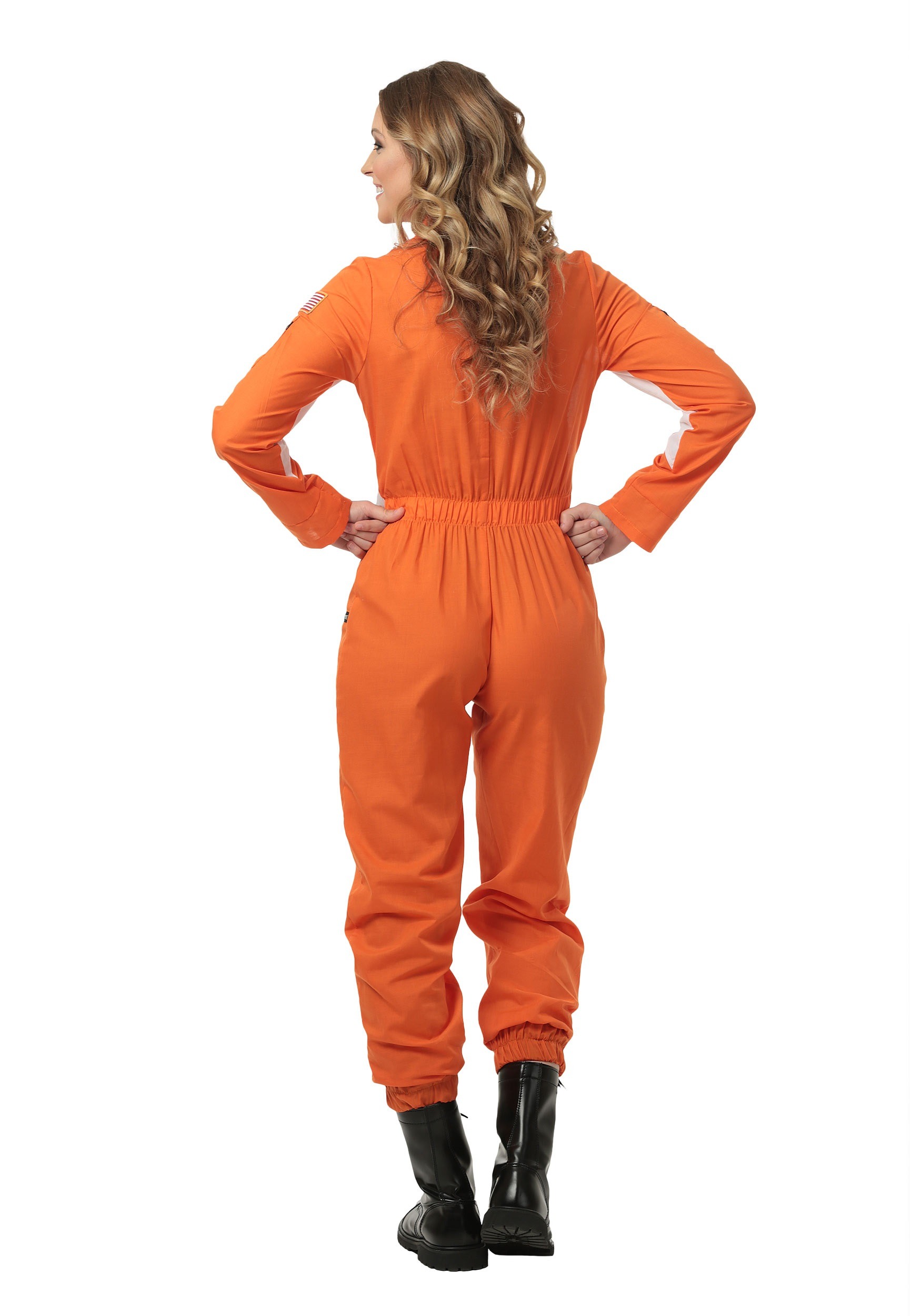 Astronaut Costume Nice Quality Adult 2 Pc Orange & Blk Zip Front Jumpsuit & Hat 