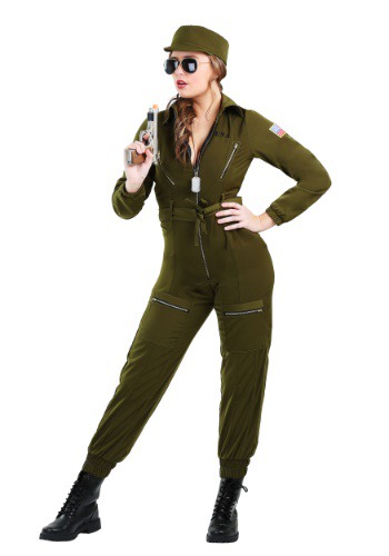 Plus Size Womens Army Flightsuit Costume