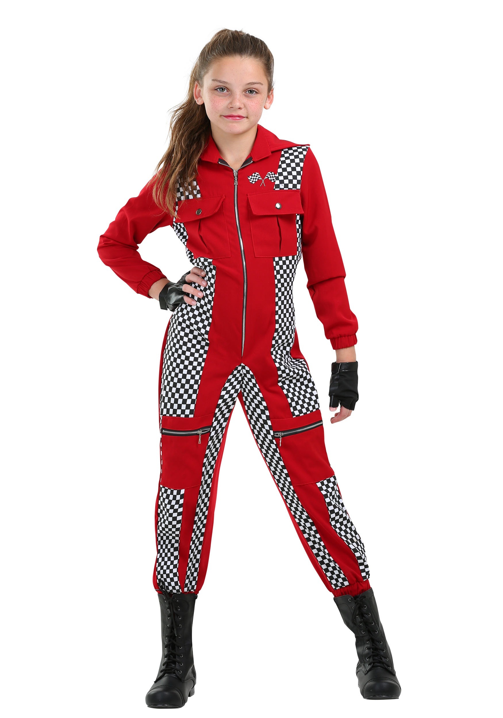 Photos - Fancy Dress RACER FUN Costumes  Jumpsuit Costume for Girls | Race Car Costumes Black 
