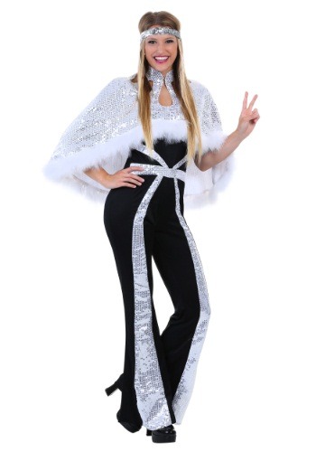 Women's Dazzling Silver Disco Plus Size Costume