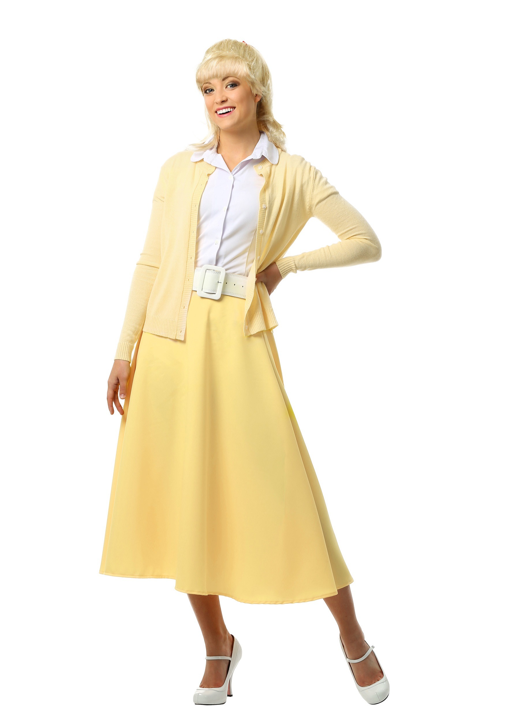 Photos - Fancy Dress Winsun Dress FUN Costumes Grease Good Sandy Costume for Women Yellow/White FUN6607A 