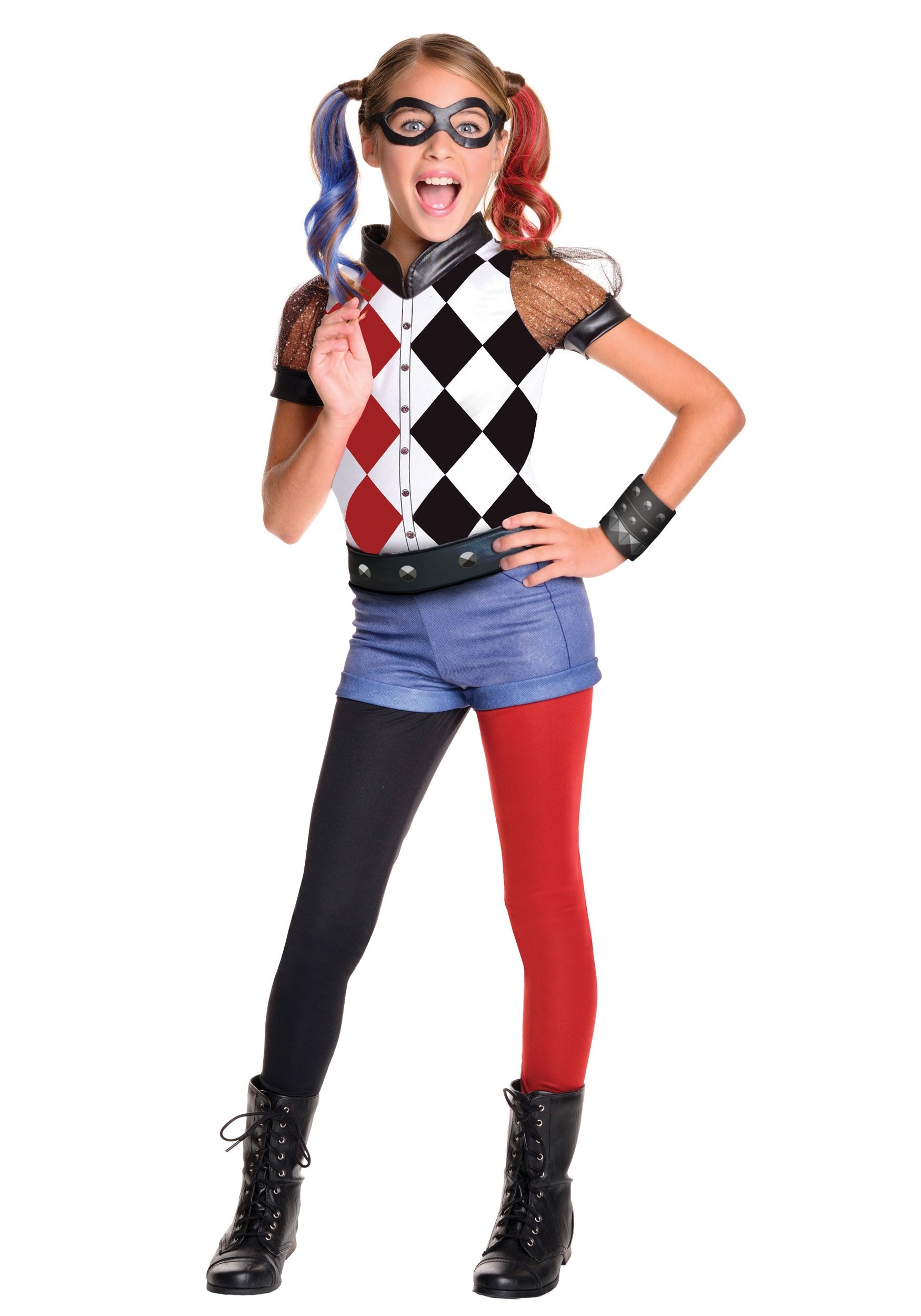 Photos - Fancy Dress Rubies Costume Co. Inc Girls DC Superhero Deluxe Harley Quinn Costume Blac 