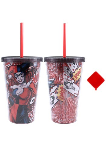 Harley Quinn 16 oz Plastic Cold Cup w Ice Cubes