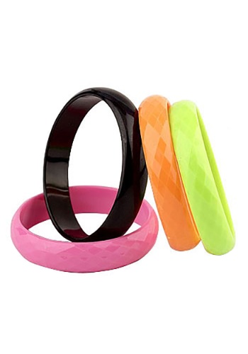 Set of 4 Retro Neon Bangle Bracelets for Women