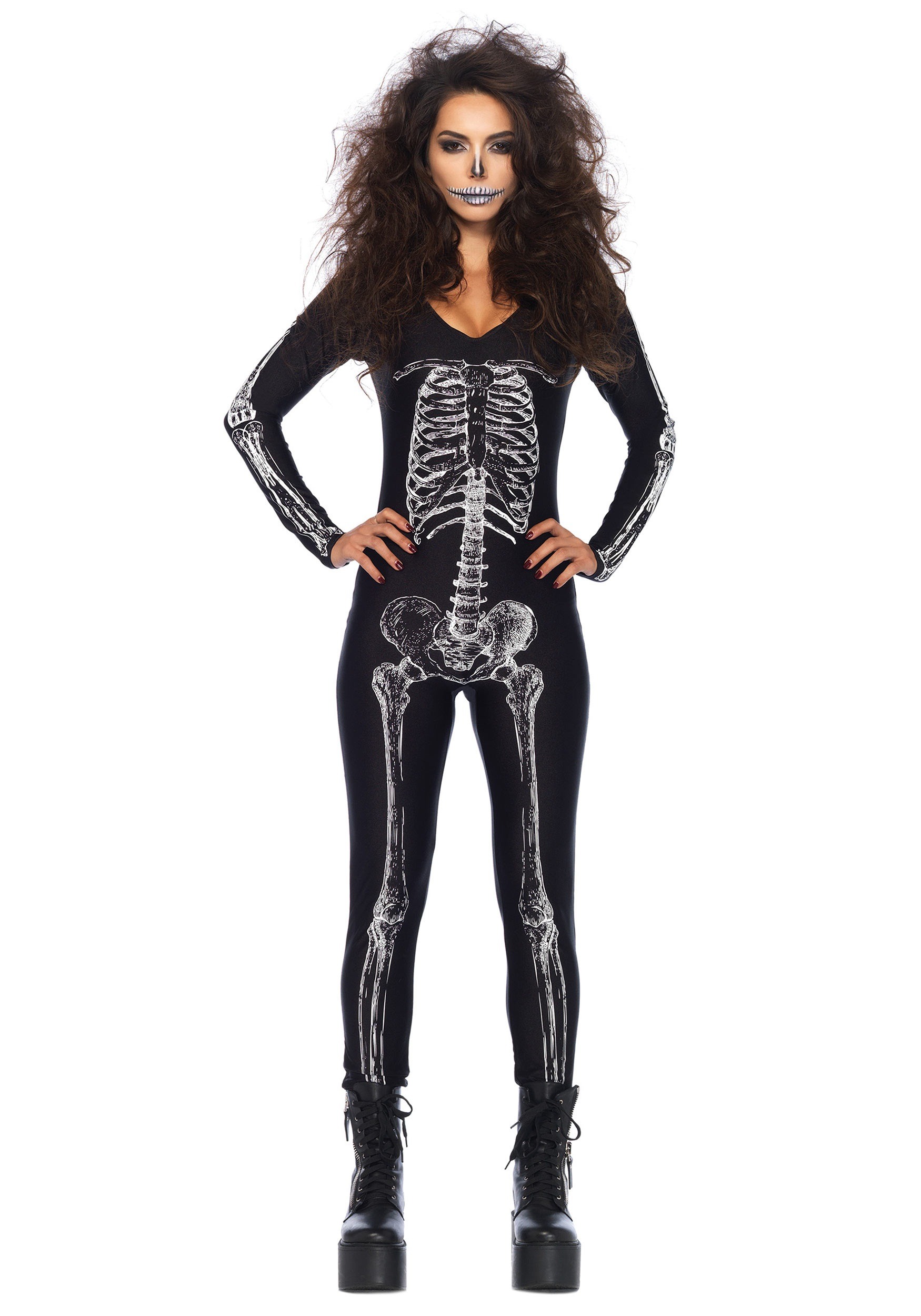 Photos - Fancy Dress MKW Leg Avenue X-Ray Skeleton Women's Catsuit Costume Black/White LE85602 