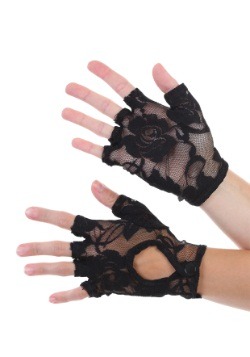 Keyhole Fingerless Lace Flower Gloves