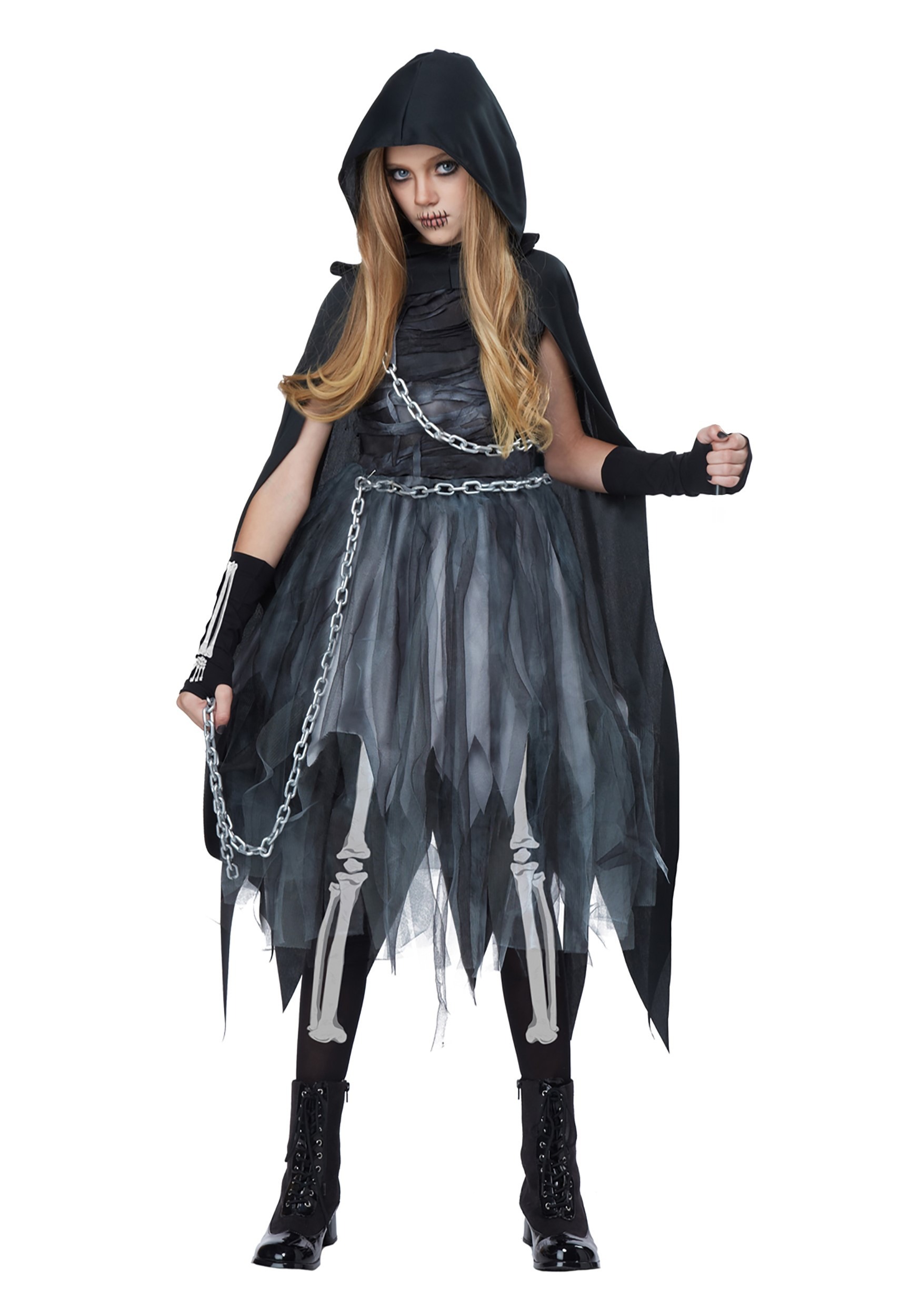 Photos - Fancy Dress California Costume Collection Scary Reaper Costume for Girls Black/Gra 