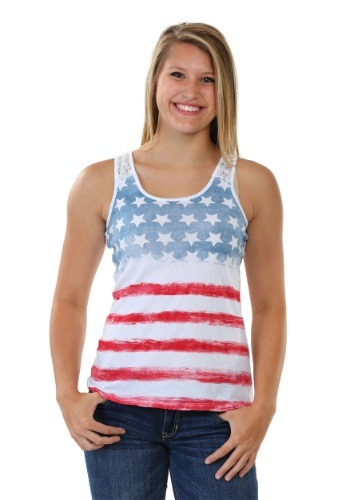 American Flag Juniors Crochet Back Tank