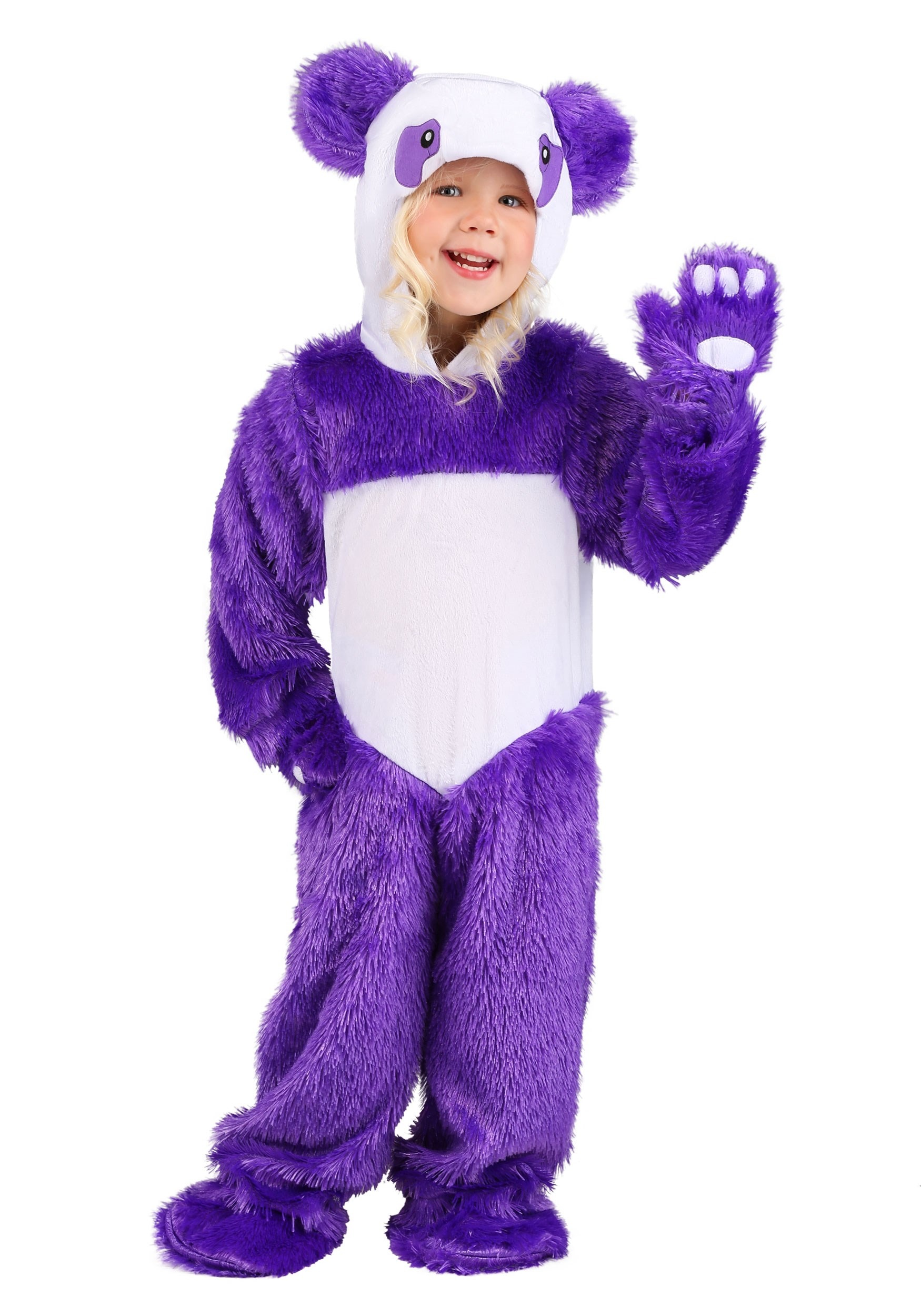 Girls Furry Purple Panda Toddler Costume