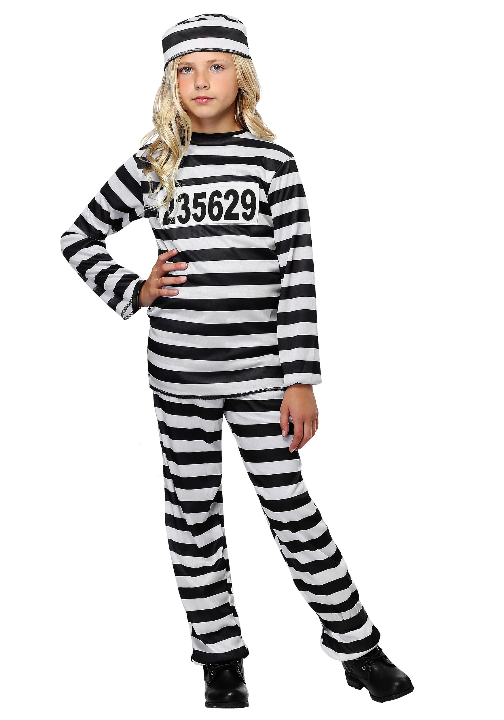 Photos - Fancy Dress FUN Costumes Prisoner Girl's Costume Black/White FUN2105CH
