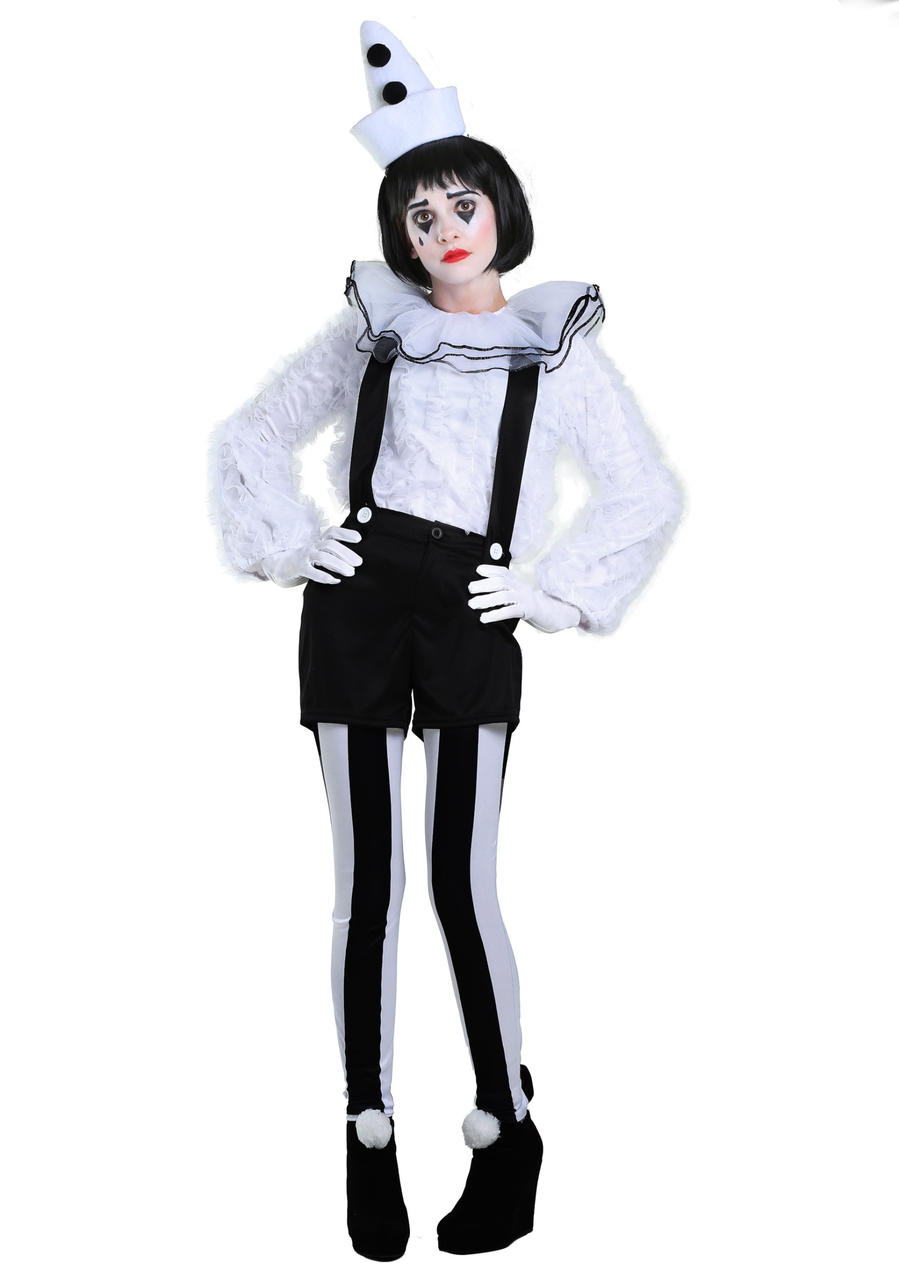 Photos - Fancy Dress Vintage FUN Costumes  Pierrot Clown Costume for Women Black/White FUN36 