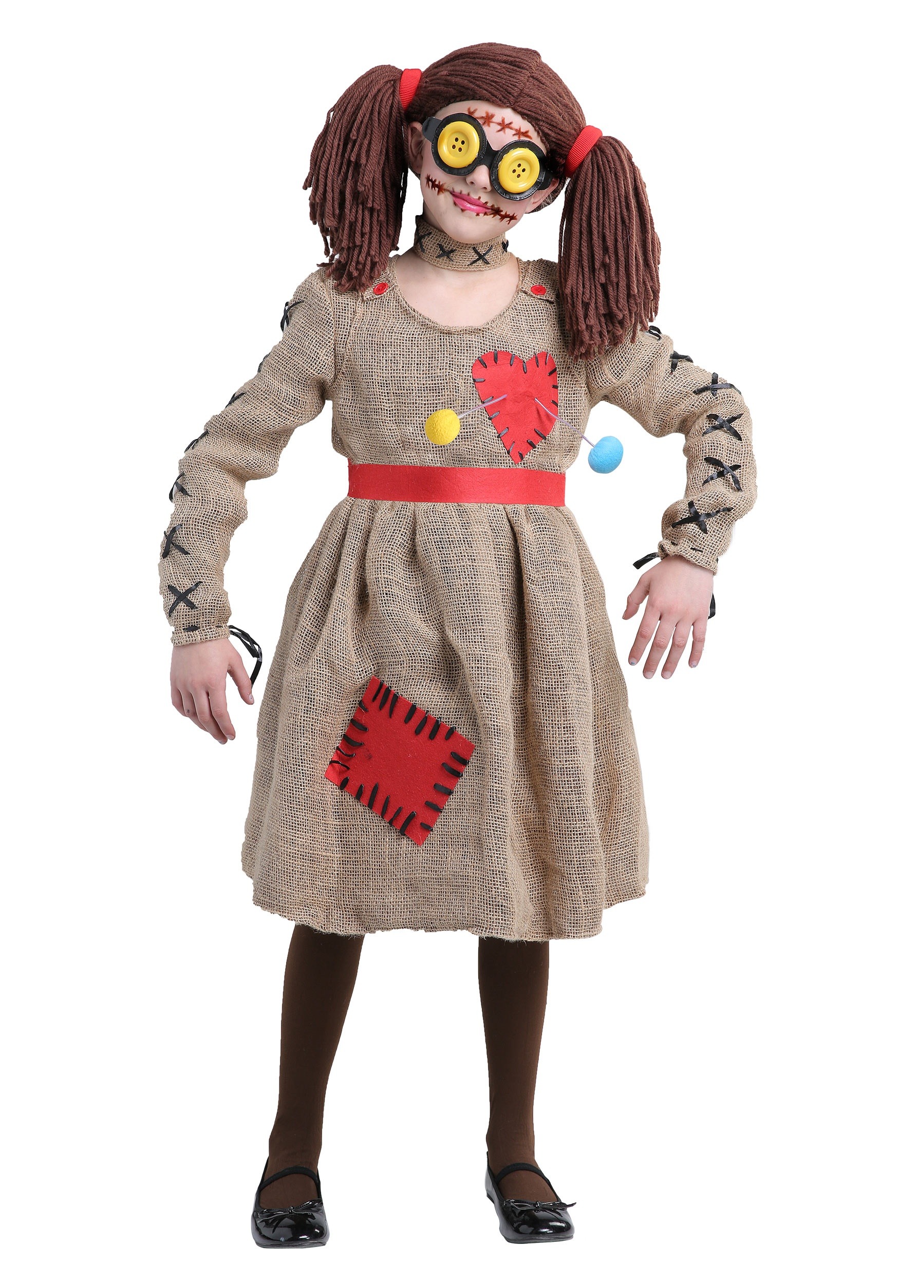 Photos - Fancy Dress FUN Costumes Voodoo Doll Burlap Costume for Girls Red/Beige FUN3123CH