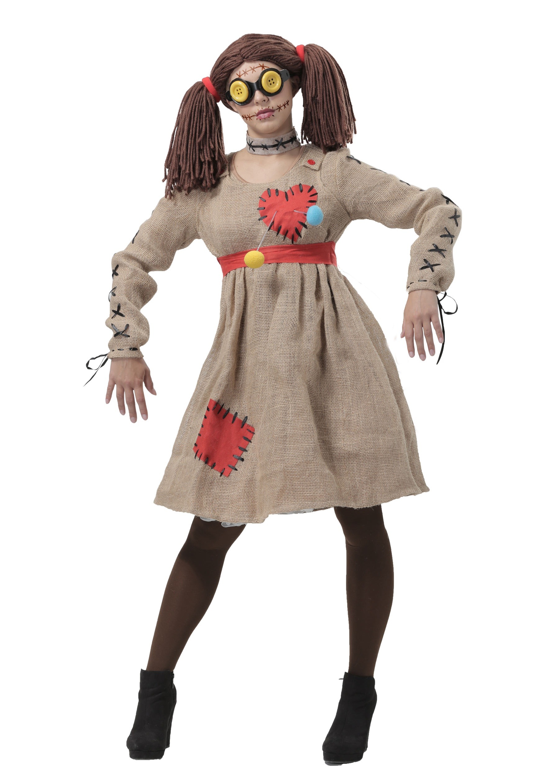 Photos - Fancy Dress FUN Costumes Burlap Voodoo Doll Costume for Women | Women's Costumes Red&#