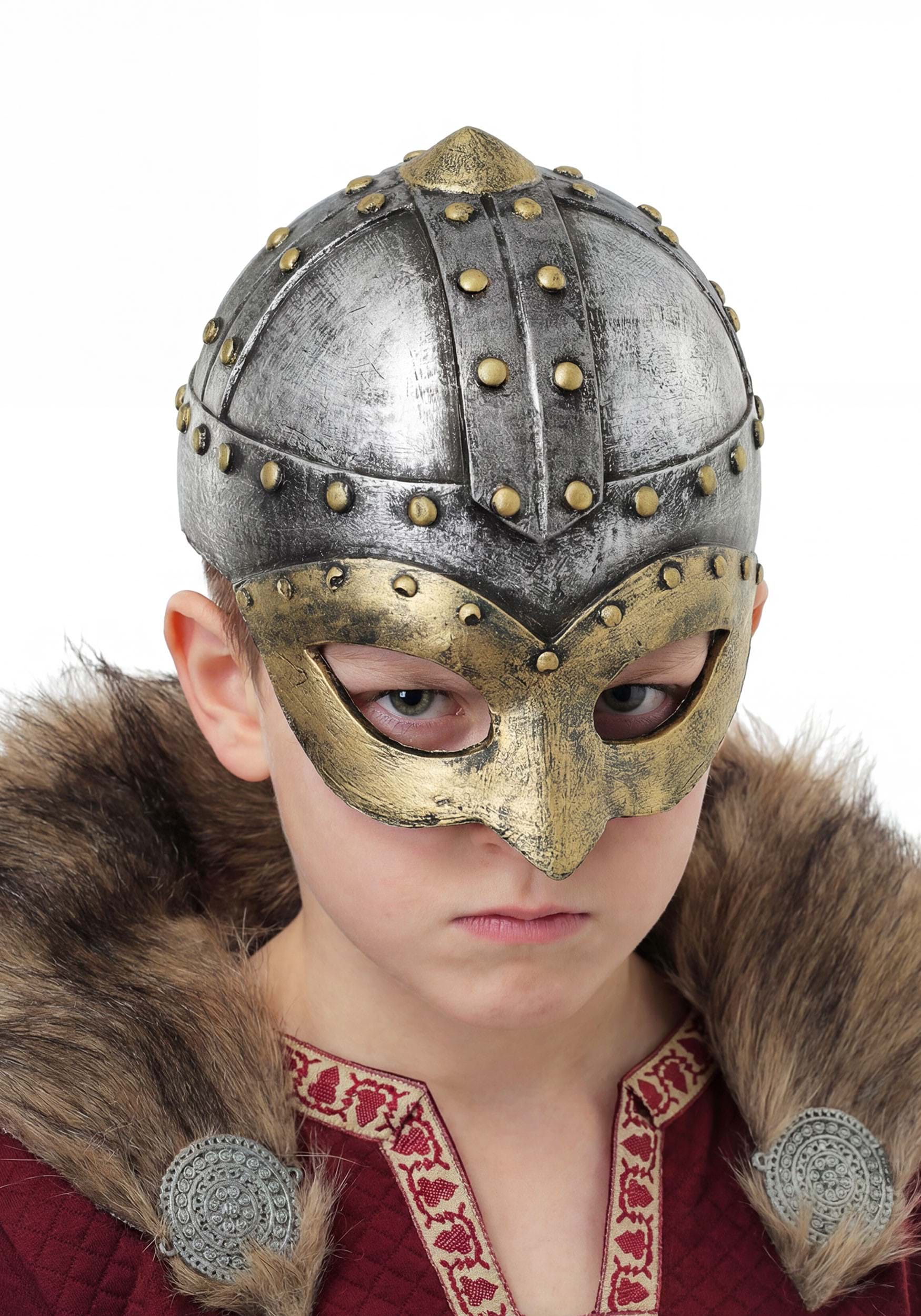 Silver and Gold Battle Viking Kids Helmet