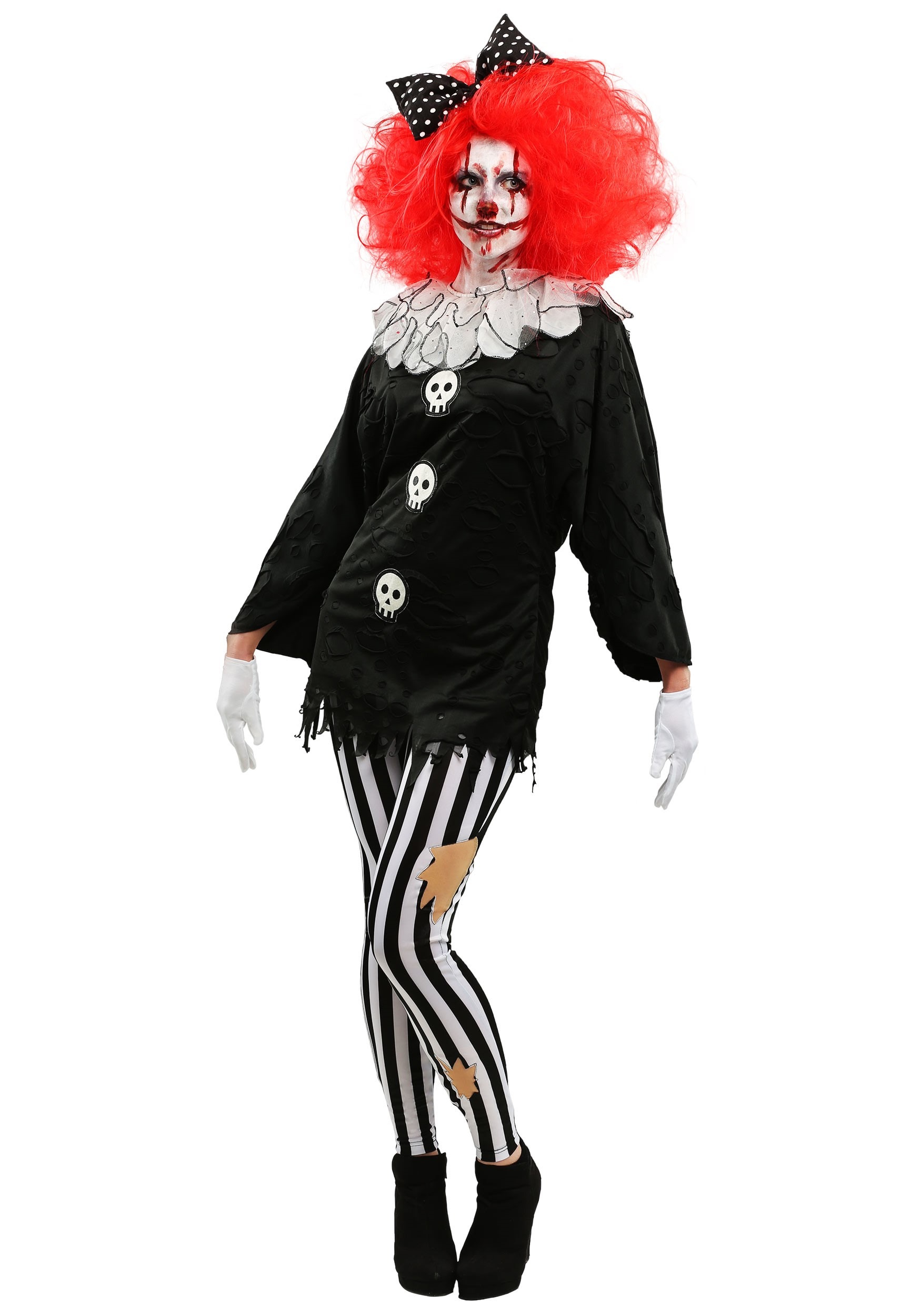 Photos - Fancy Dress Clown FUN Costumes Women's Frightful  Costume Black/White FUN2675AD 
