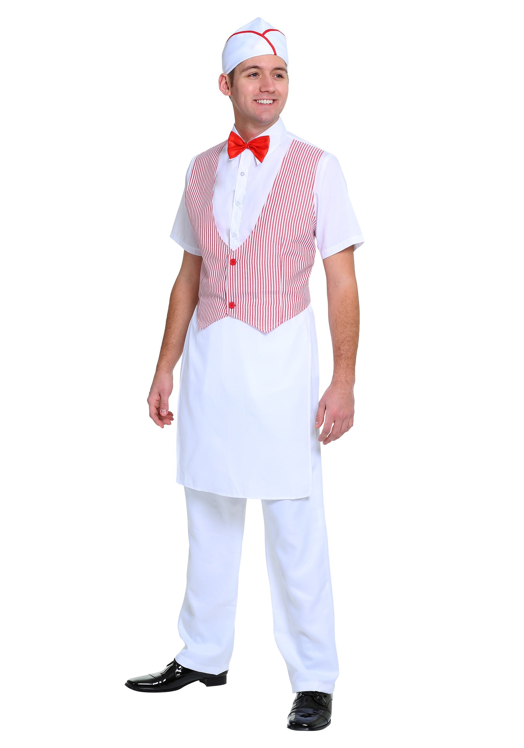 Photos - Fancy Dress FUN Costumes Adult 50's Retro Car Hop Waiter Costume | Decade Costumes Red