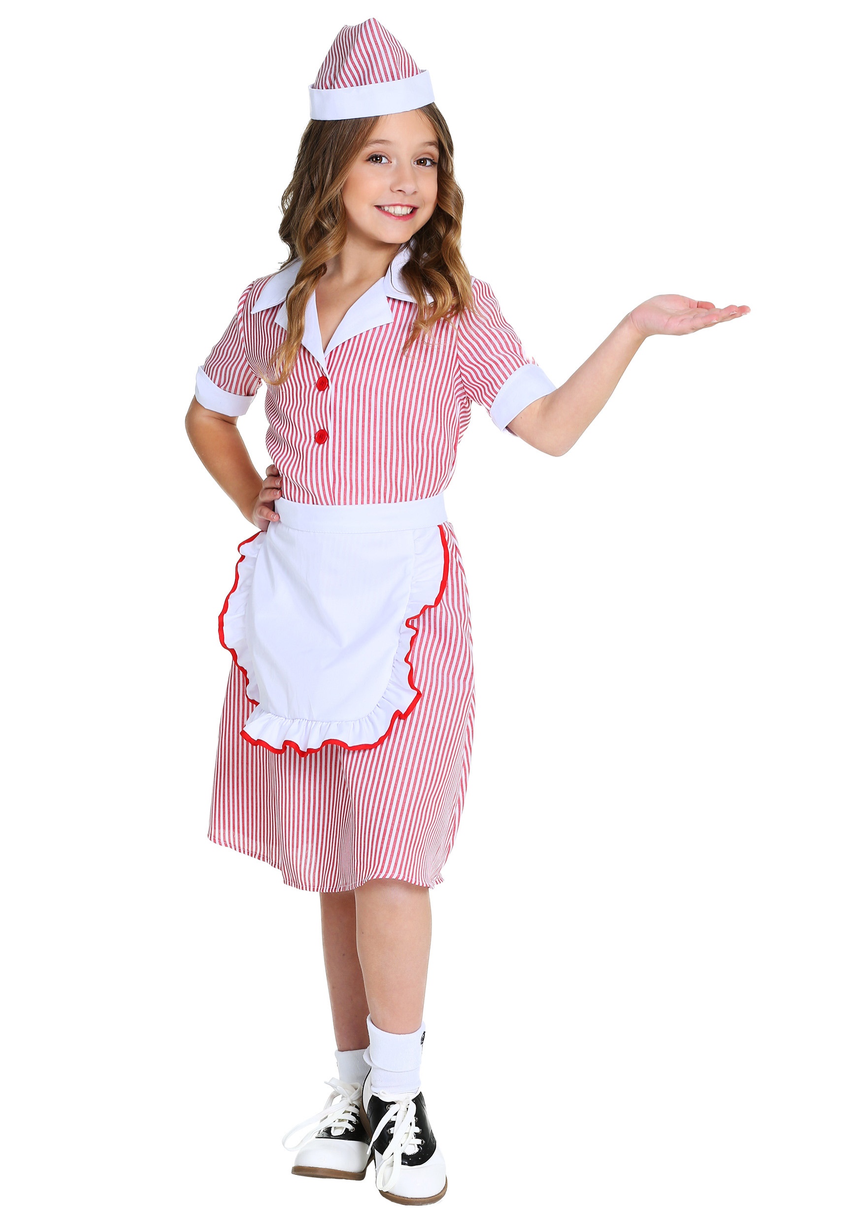 50s Retro Car Hop Waitress Costume for Girls | Decade Costumes
