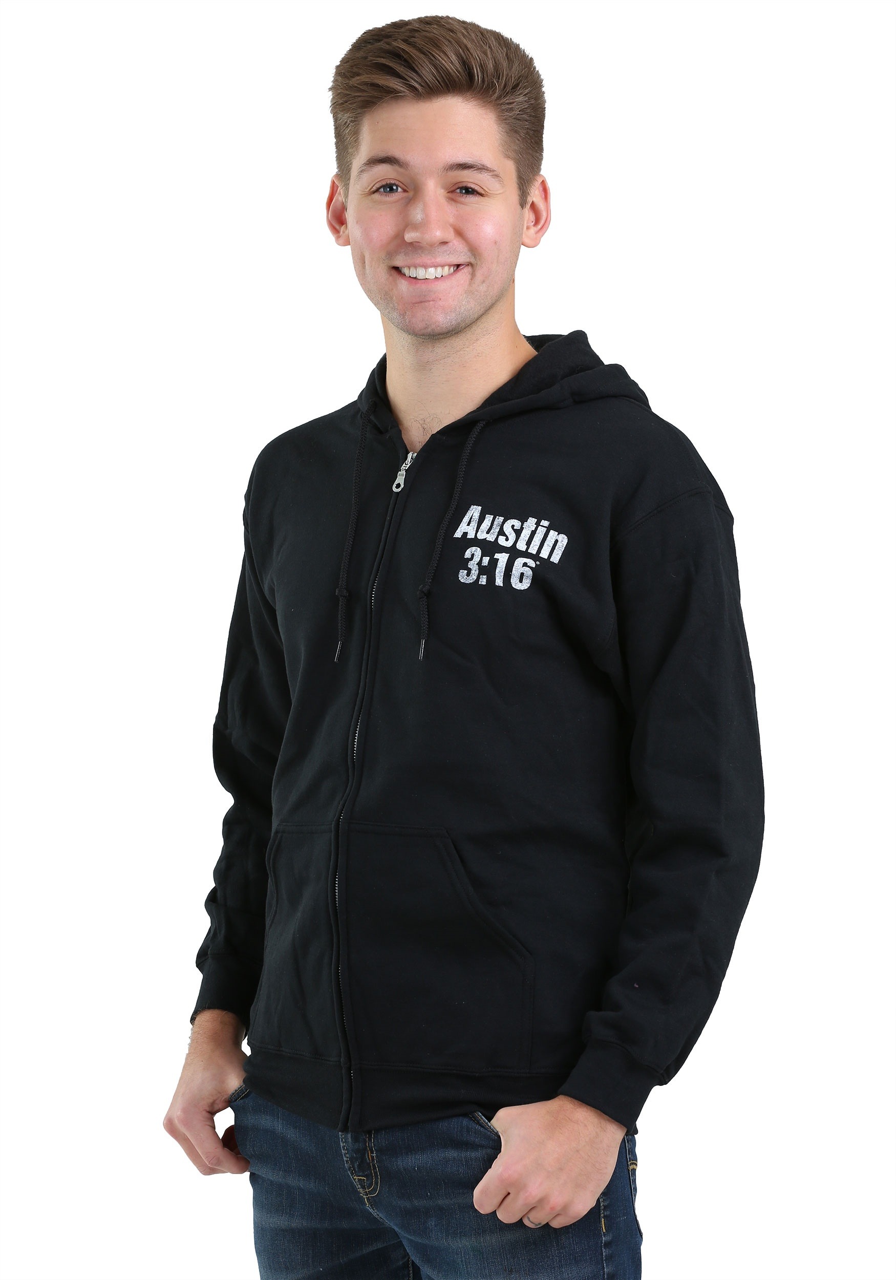 wwe stone cold steve austin smoking skull adult zip hoodie