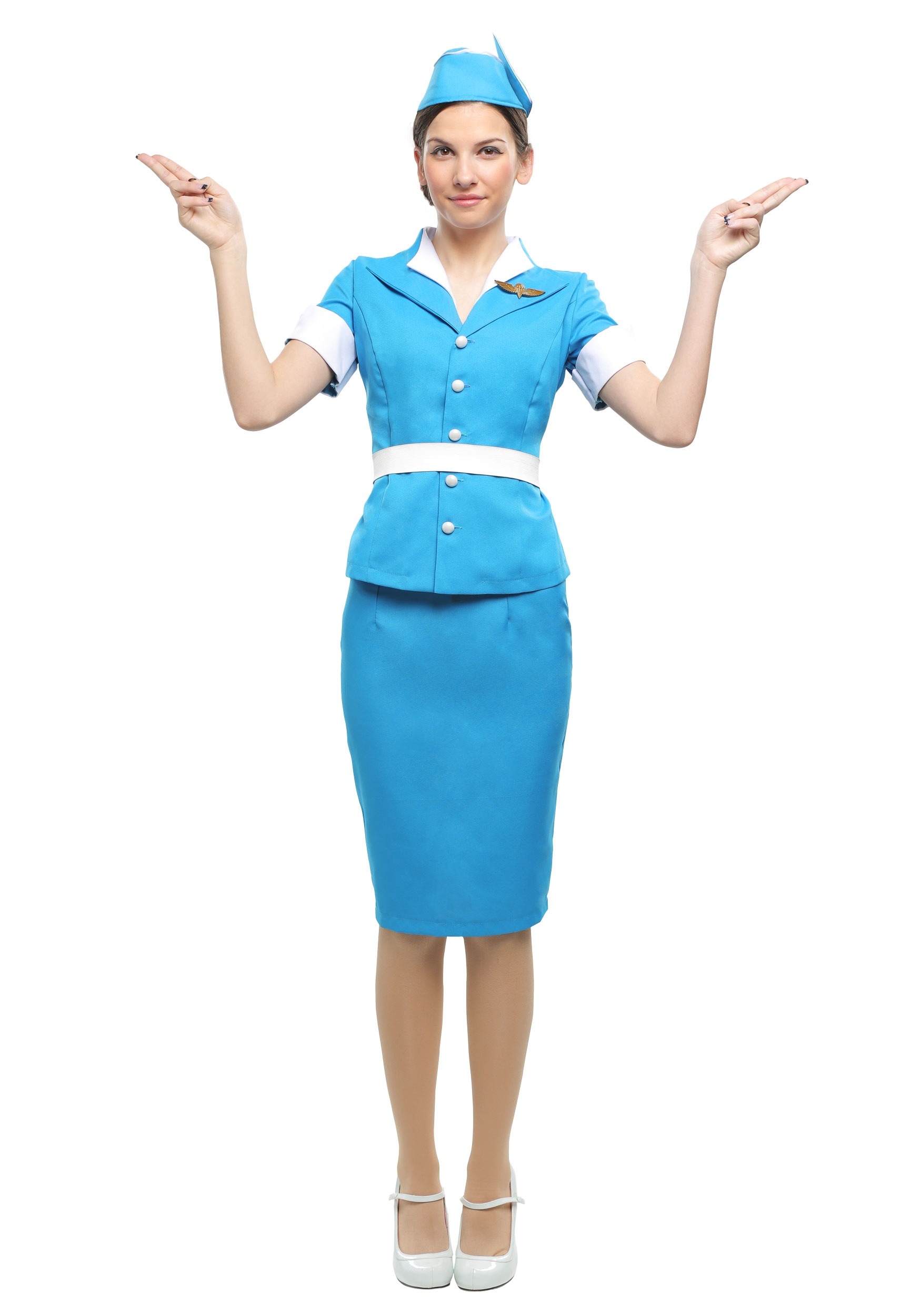 Womens Blue Flight Attendant Costume Dress | Exclusive Costumes
